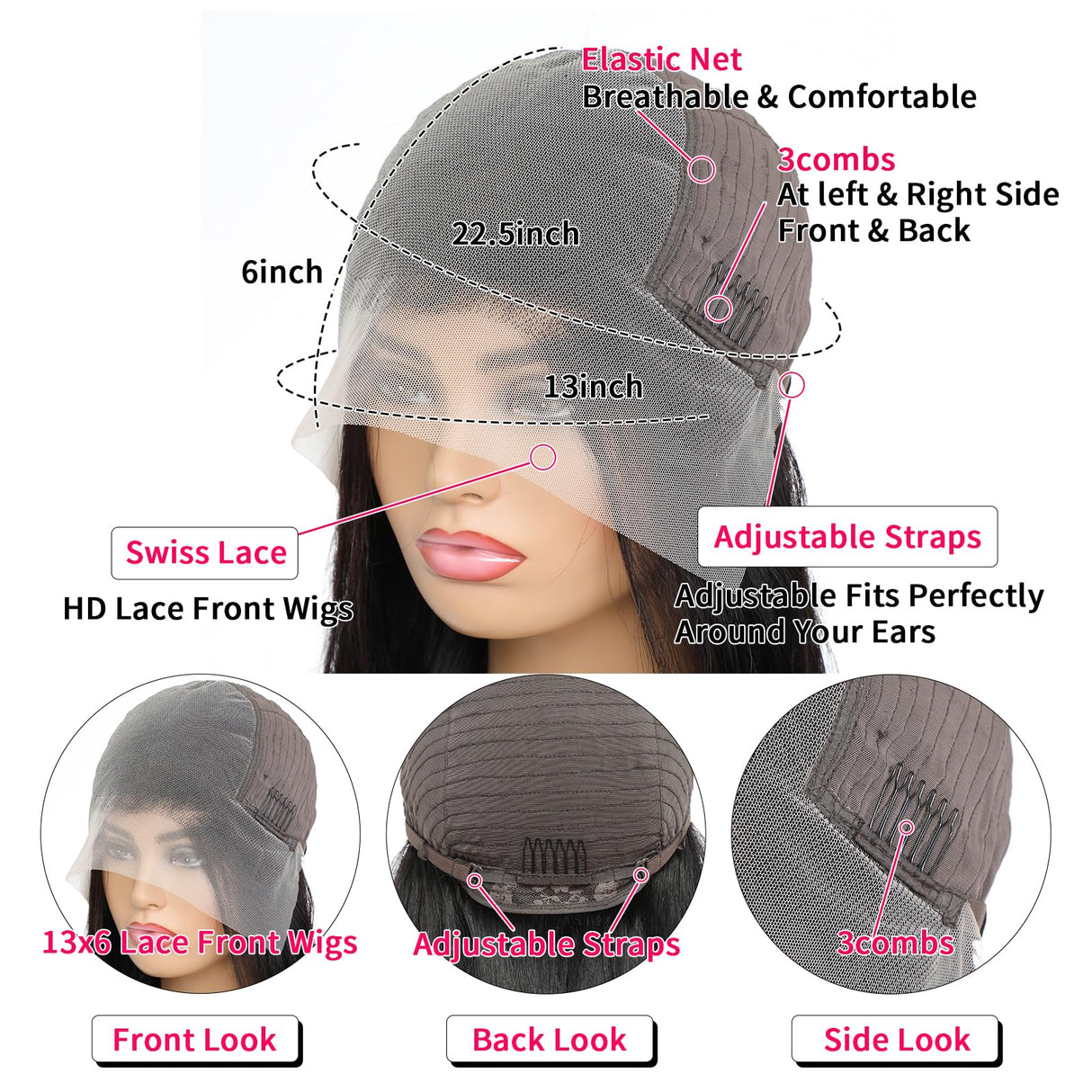 13x6 Water Wave Lace Front Wigs Human Hair Wigs 10A 30 Inch 250 Density HD Transparent Wet and Wavy Lace Front Wigs Human Hair Glueless Deep Curly Lace Frontal Wigs Human Hair Pre Plucked for Women