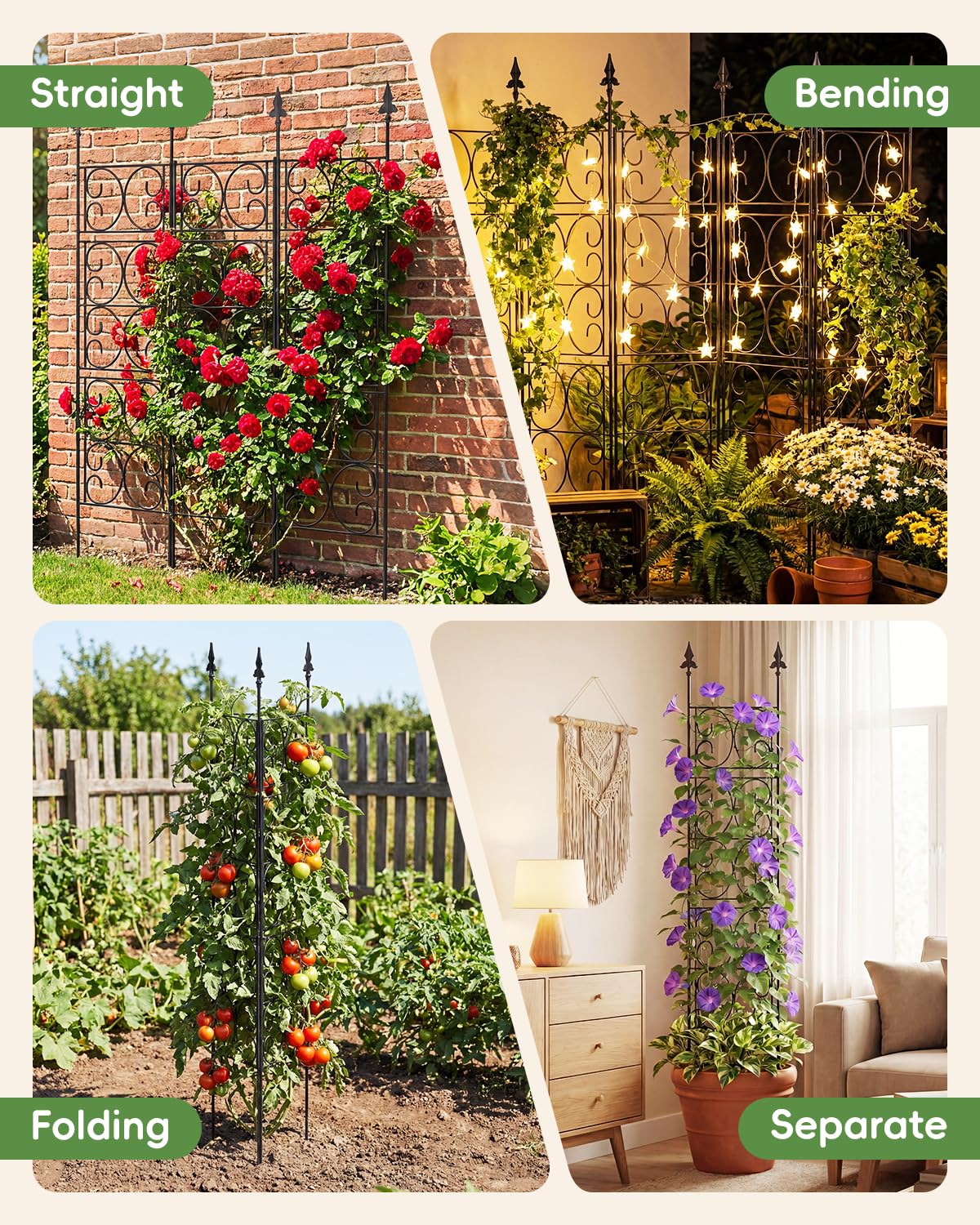 ArdeFentium 60'' H x 33.3'' W Metal Garden Trellis for Climbing Plants Outdoor - Rustproof Plant Support Privacy Screen - Heavy Duty Wall Trellis for Rose Clematis Flowers Vine