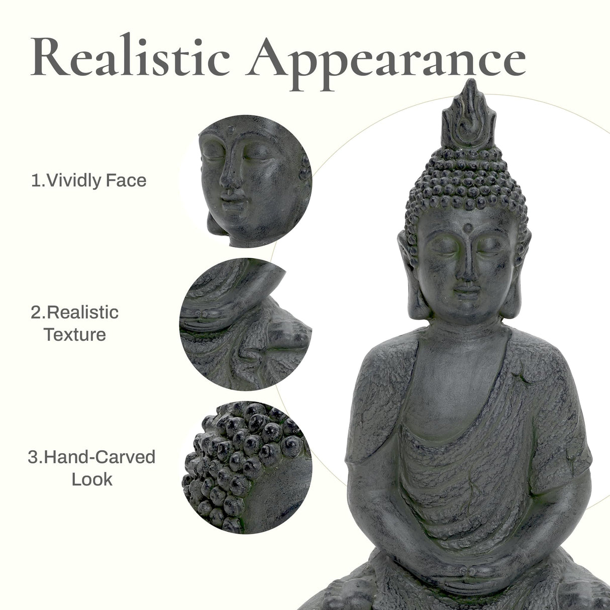 LuxenHome Large Buddha Statue, 22" Meditating Buddhas Garden Statue