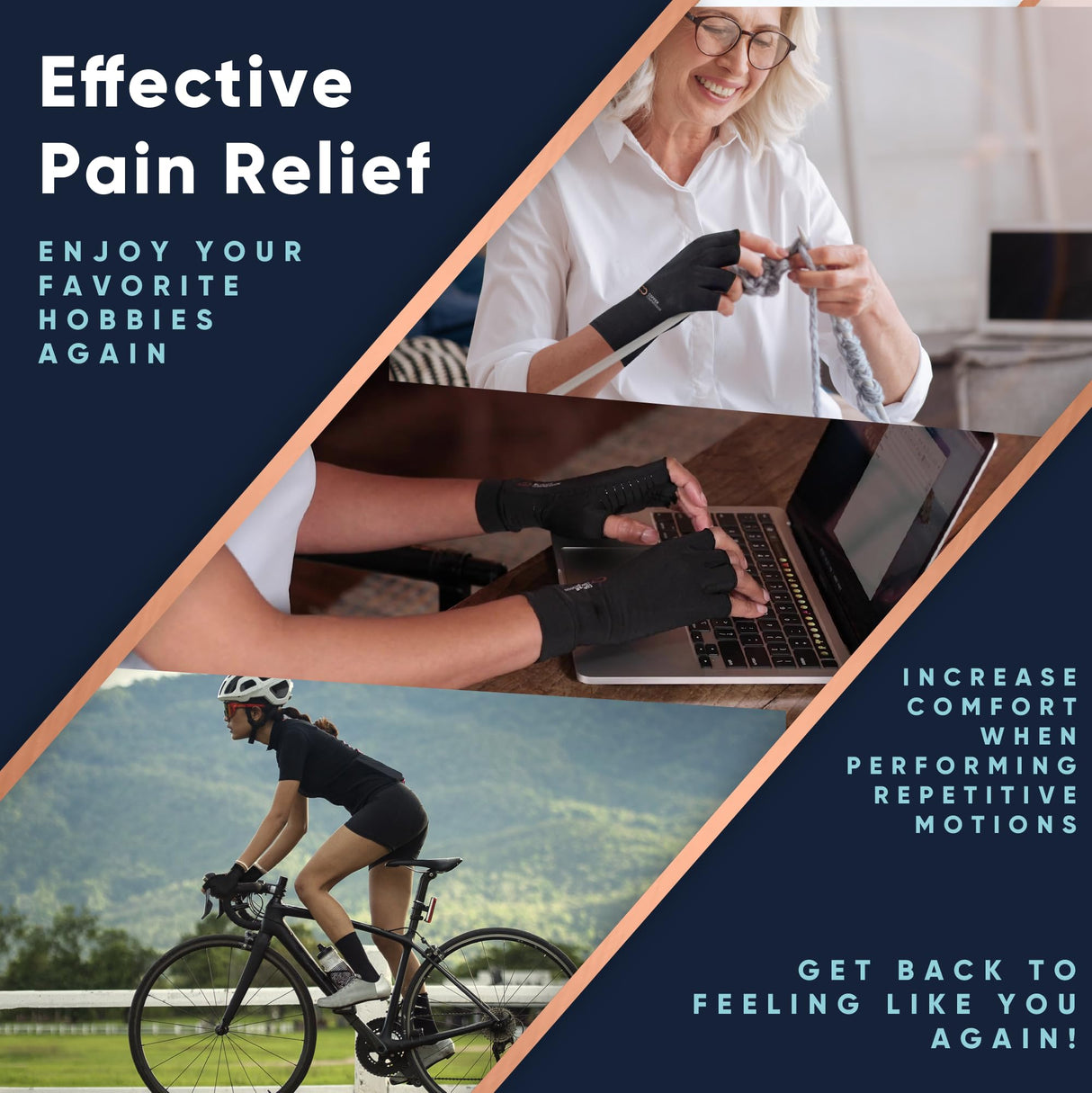 Copper Compression Arthritis Gloves | Fingerless Arthritis Carpal Tunnel Pain Relief for Men & Women | Hand Support Wrist Brace for Neuropathy, Rheumatoid, Tendonitis, Swelling, Crocheting, Typing Pink L