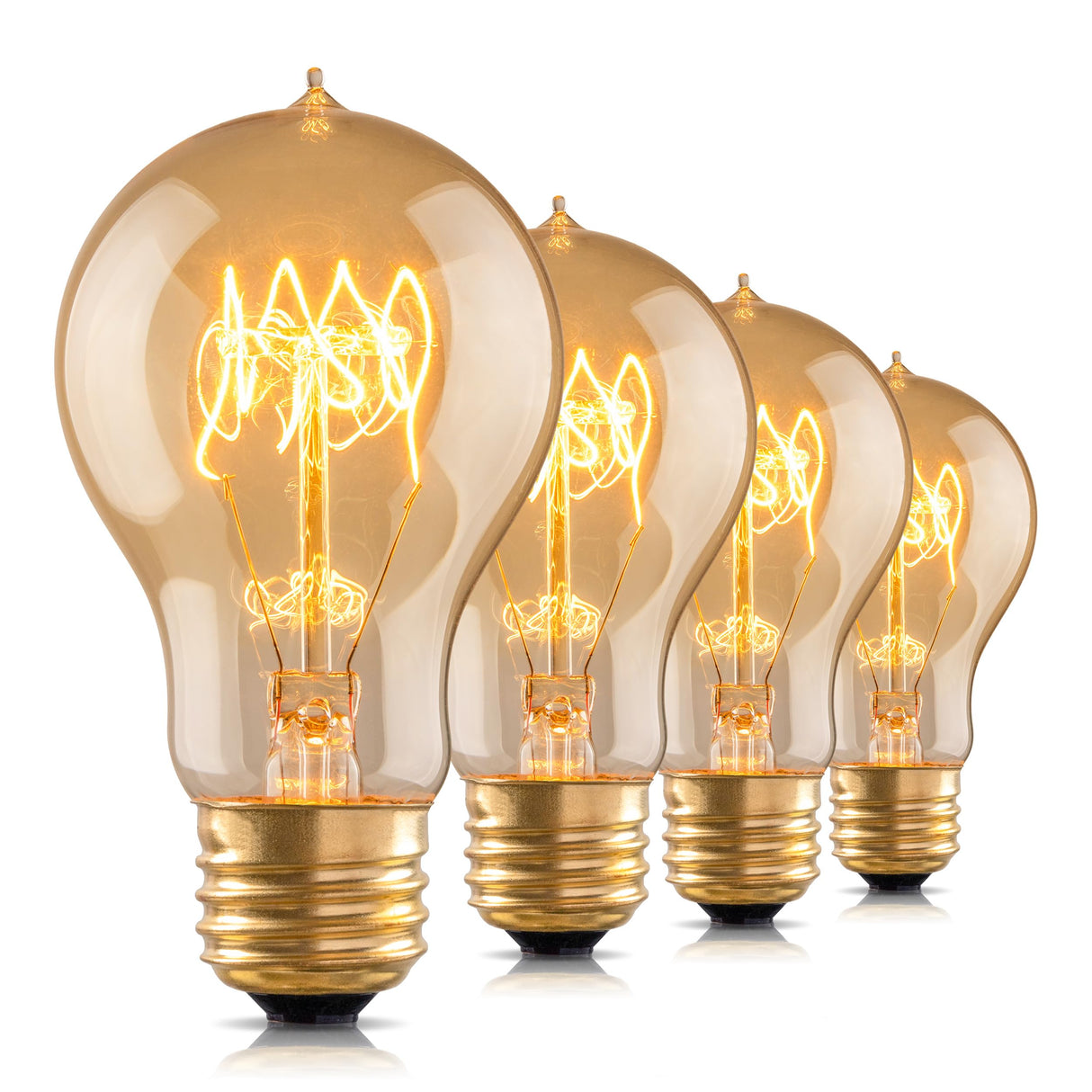 runquiz Warm Incandescent Light Bulbs 60 Watt,A19/A60 Vintage Style Edison Bulbs E26,Soft Yellow Light Bulbs,Amber Bulbs,Retro Light Bulb Old Fashioned,Halogen Dimmable Edison Bulb Squirrel Cage