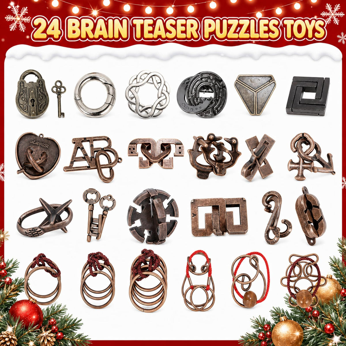 Advent Calendar 2026 Brain Teaser, Teens Adults 24 Days Christmas Countdown