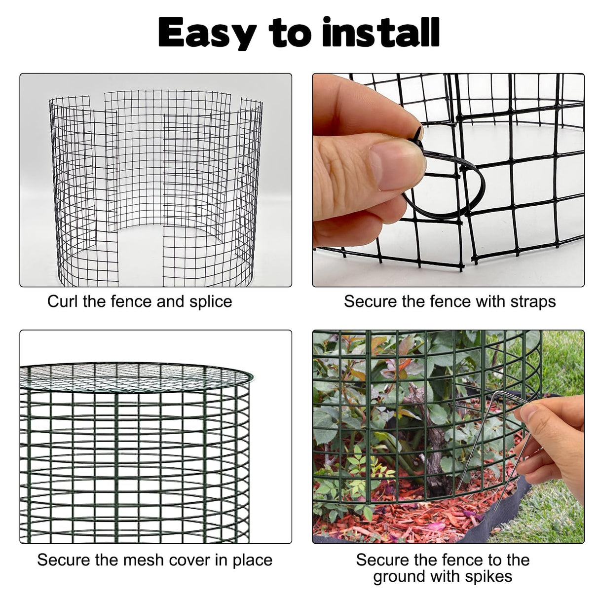 6 Sets of 24'' x 12'' Garden Plant Protectors from Animals with Detachable Covers, Metal Plant Cage Chicken Wire Cloche with Ground Stakes and Nylon Tie, Wire Plant Cage to Keeping Bunny Animals Out