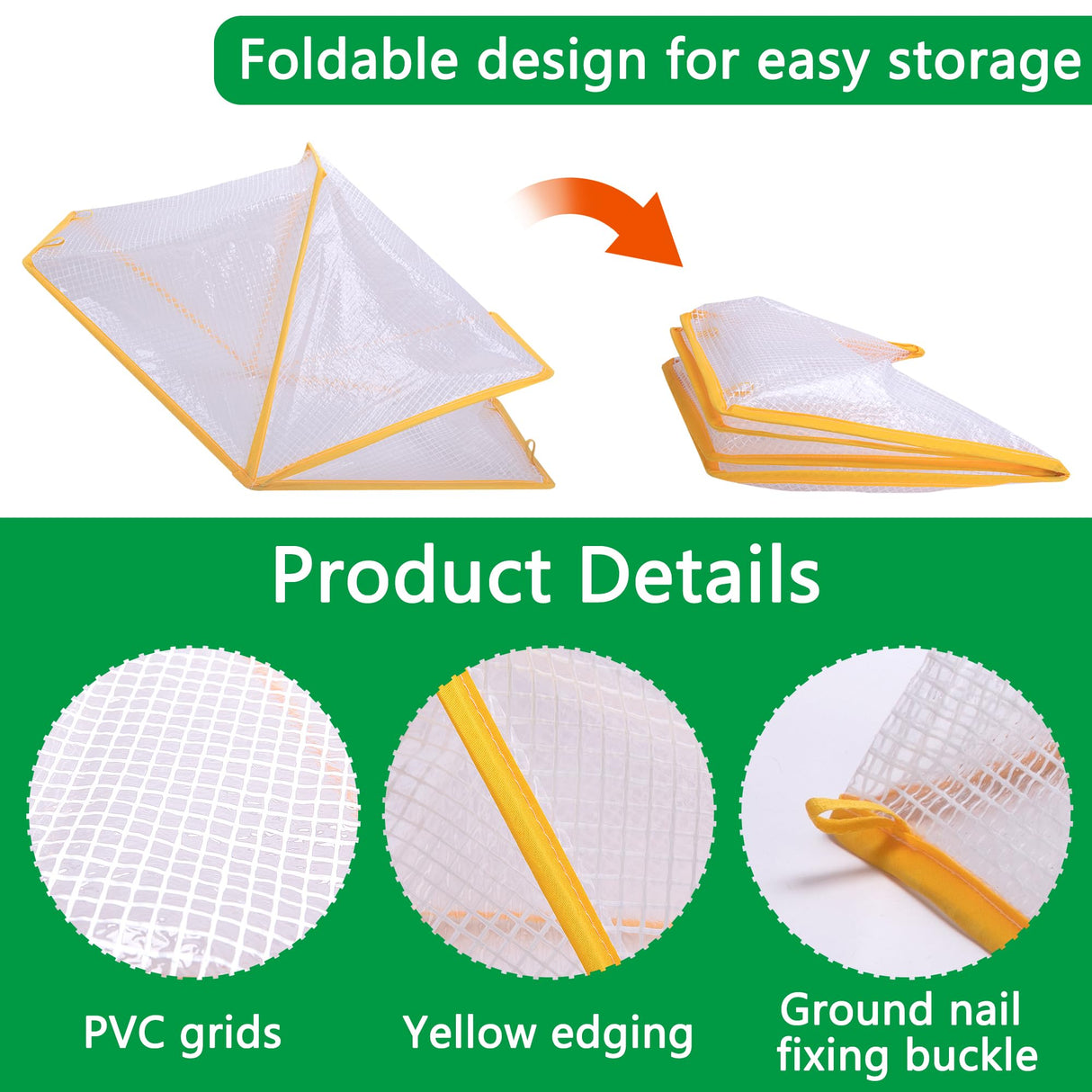 2 Pcs Garden Row Accelerator Plants Cover, 32" x 13" x 14" Foldable Raised Garden Beds Vegetable Rows Plant Protector, Plant Net Cage Guard Greenhouse Cover for Protect Vegetable Fruit from Animal