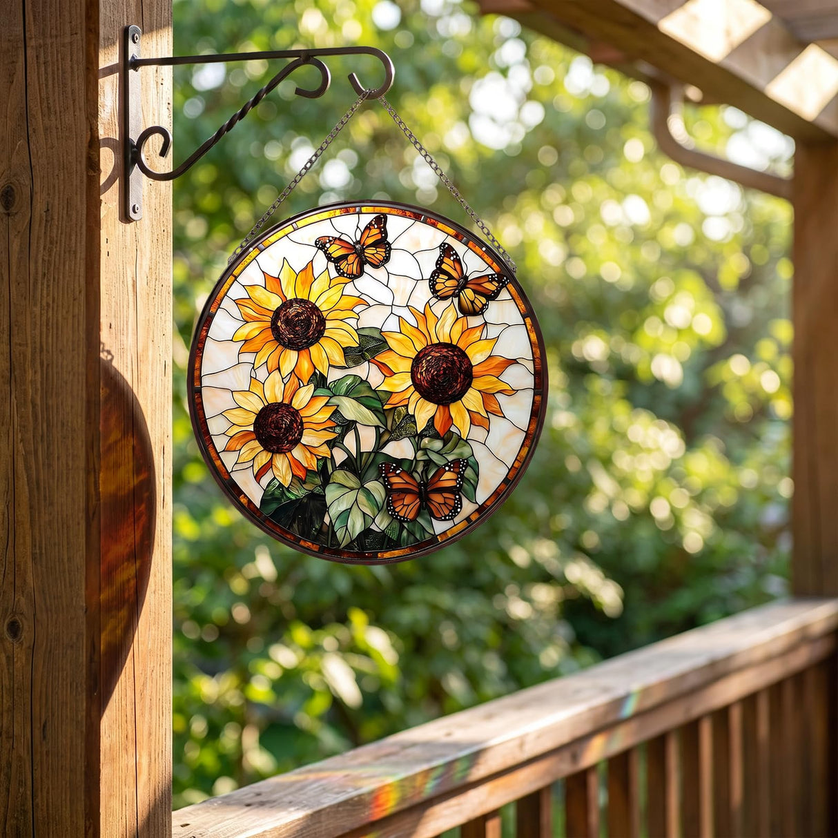 Zhuoyaju Stained Glass Suncatcher Window Hanging, 7.8 x 7.8 in