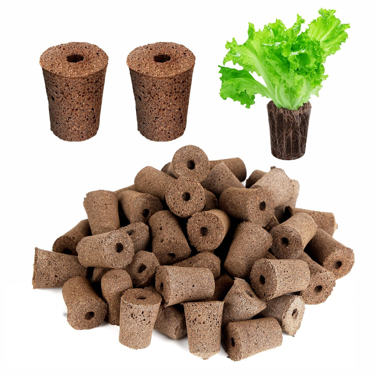 Hapxalie 70 Count Hydroponic Grow Sponges, Pre-Drilled Seed Starter Plugs