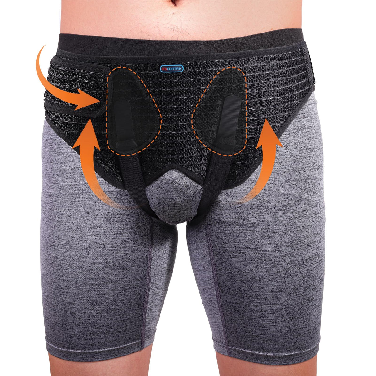 ENLUNTRA Hernia Belts for Men, Adjustable Inguinal Hernia Support Belt for Men & Women with 4 Compression Pads,Hernia Support Truss for Single/Double Inguinal (black-L)