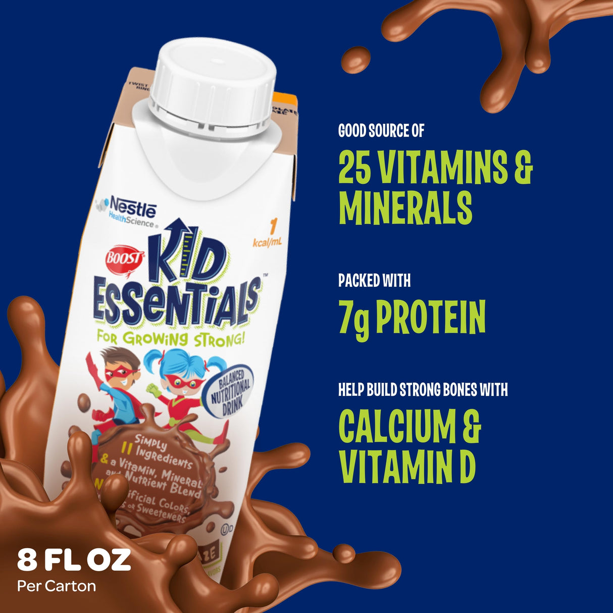 BOOST KID ESSENTIALS 1.0, Chocolate Craze 24 x 8 fl oz carton