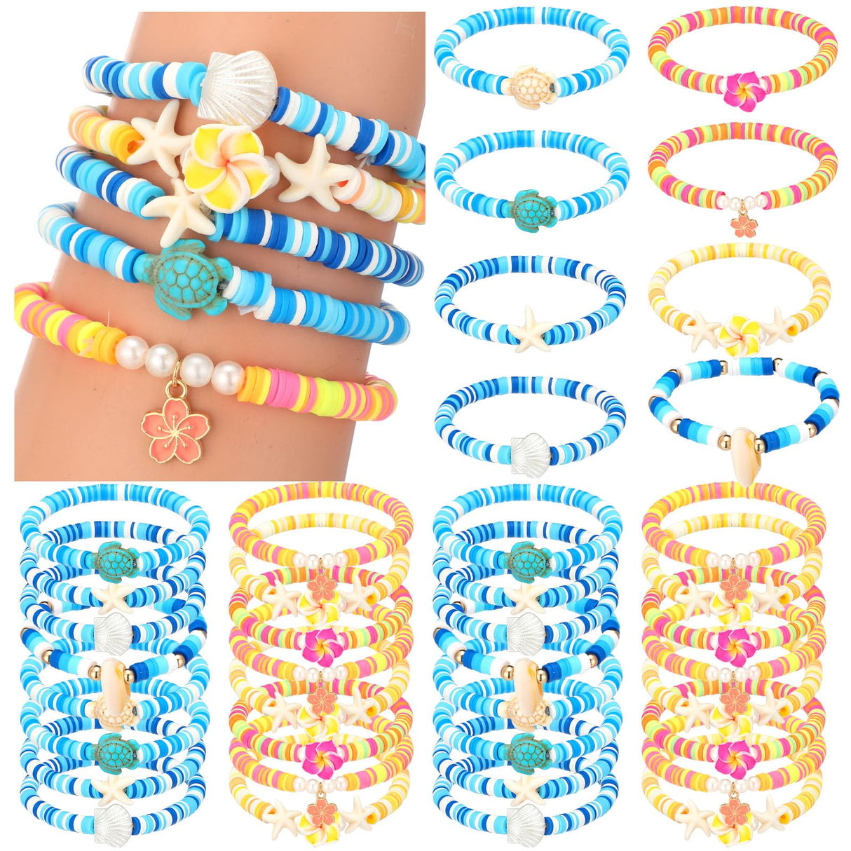 Whimsibelle 32 Pcs Hawaiian Friendship Bracelets Beach Pool Party Favor