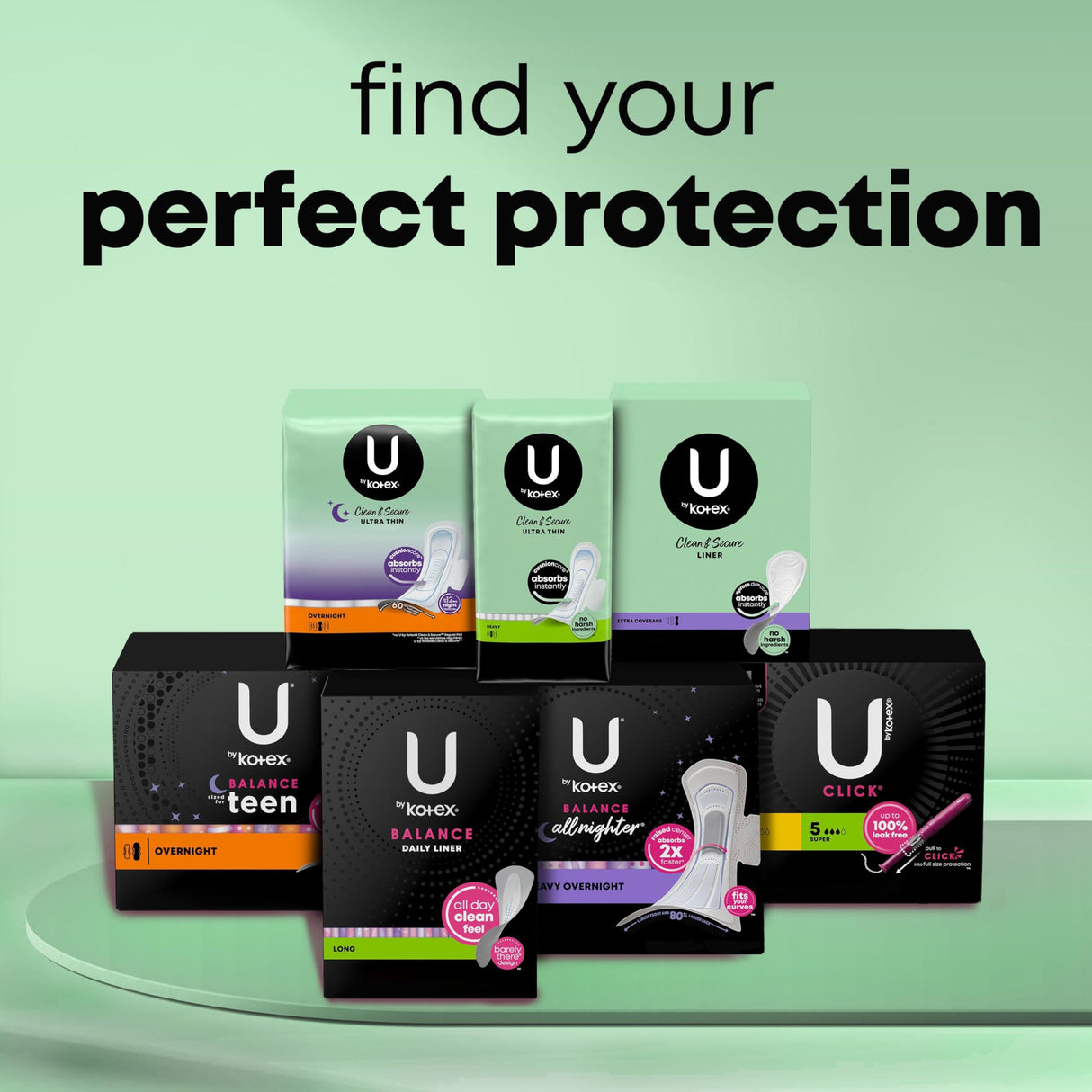 U by Kotex Clean & Secure Panty Liners, Light Absorbency, Regular Length, 516 Count (4 Packs of 129) (Packaging May Vary)