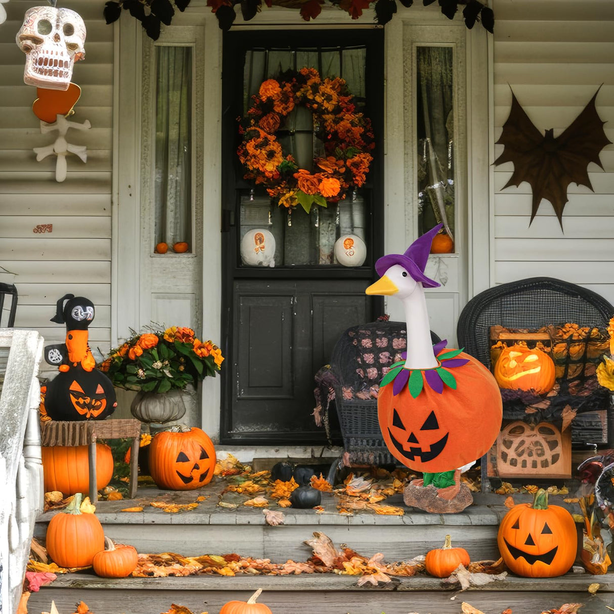 Halloween Porch Goose Outfit Pumpkin Goose Costume for Outdoor Decor