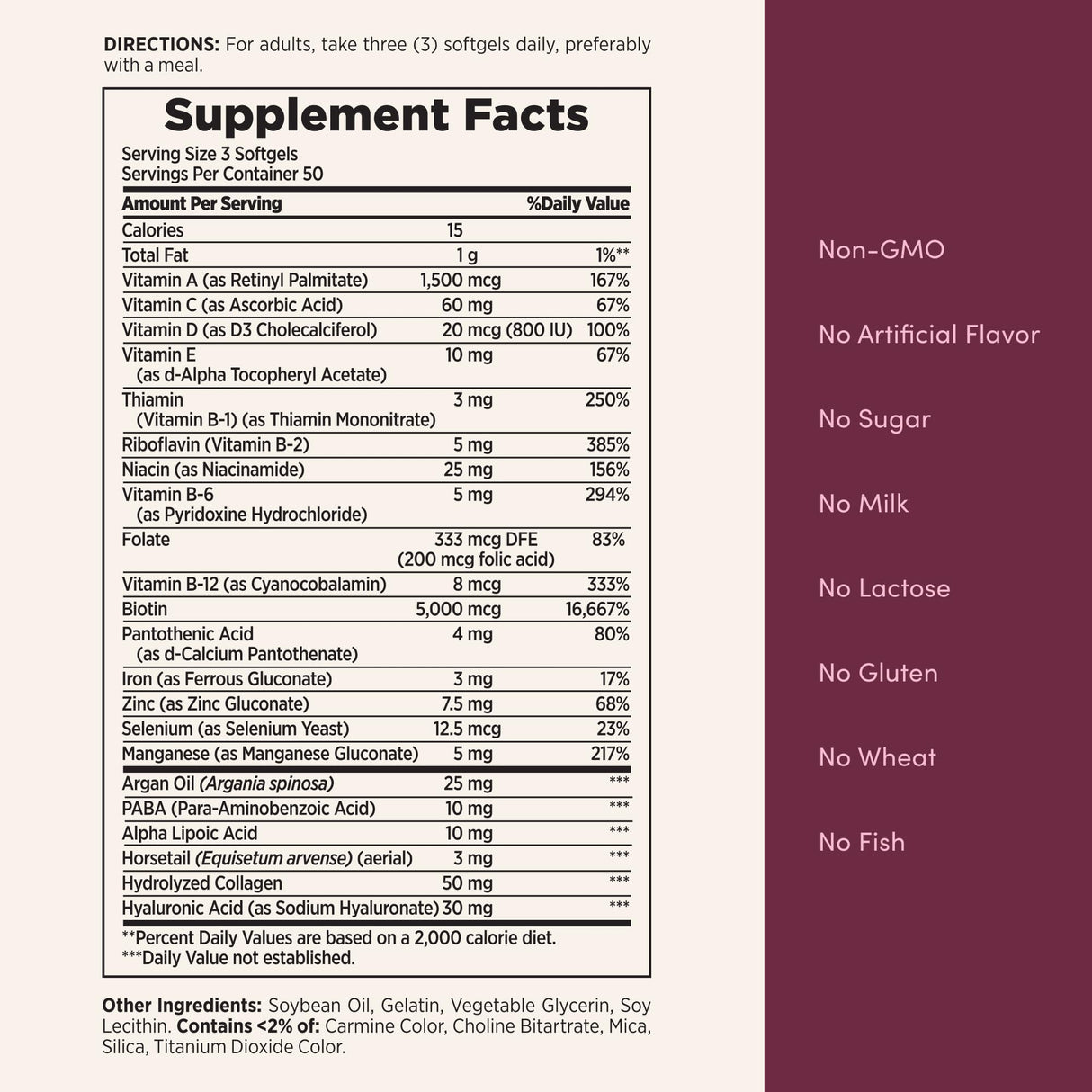 Nature's Bounty Advanced Hair, Skin & Nails, Argan-Infused Vitamin Supplement with Biotin and Hyaluronic Acid, 150 Rapid Release Softgels (Pack of 2)