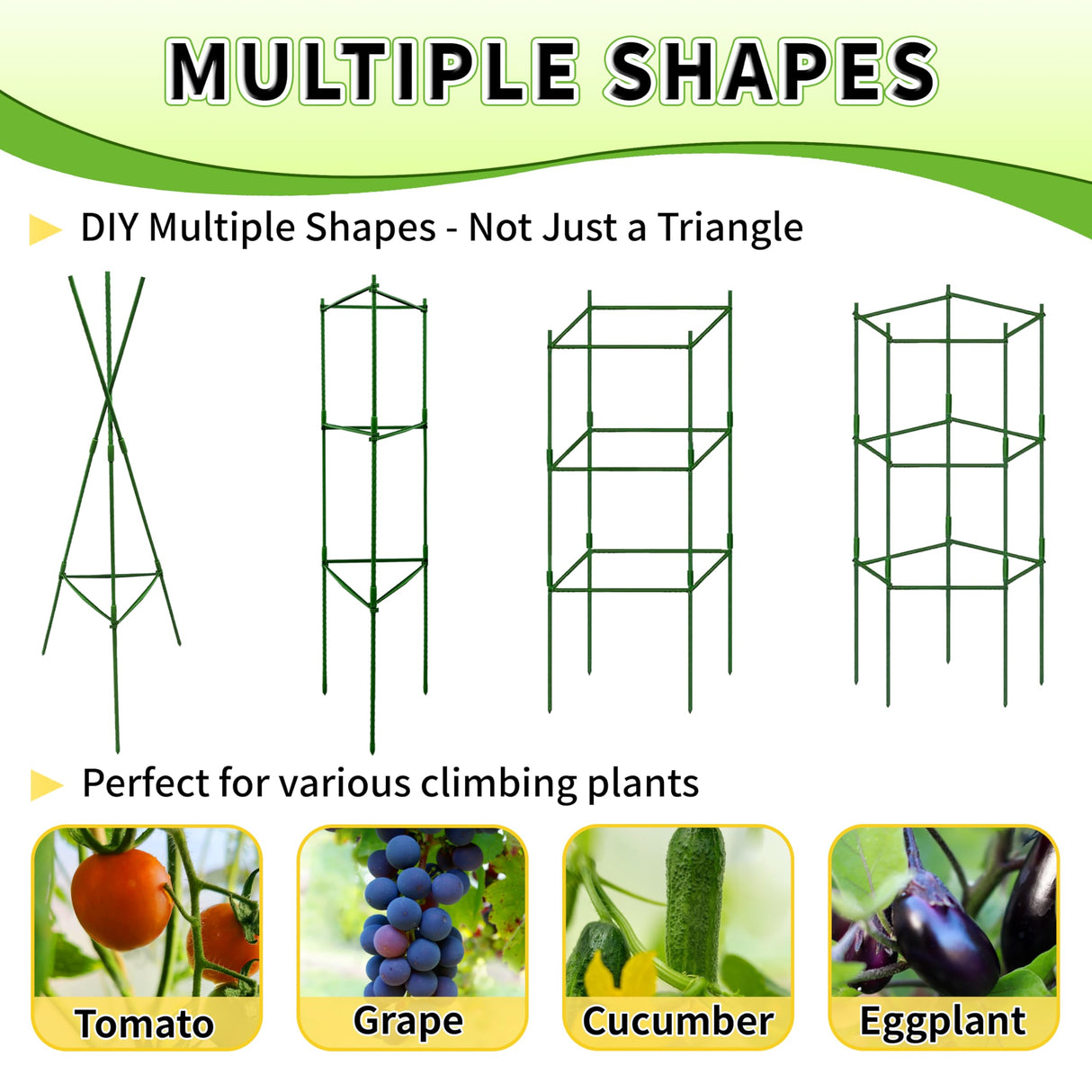 TCBWFY 4-Pack 48-Inch Adjustable Tomato Cages, Heavy-Duty Metal Plant Support Trellis for Garden and Pots, DIY Tomato Stakes, Height Adjustable 16 to 192 Inches