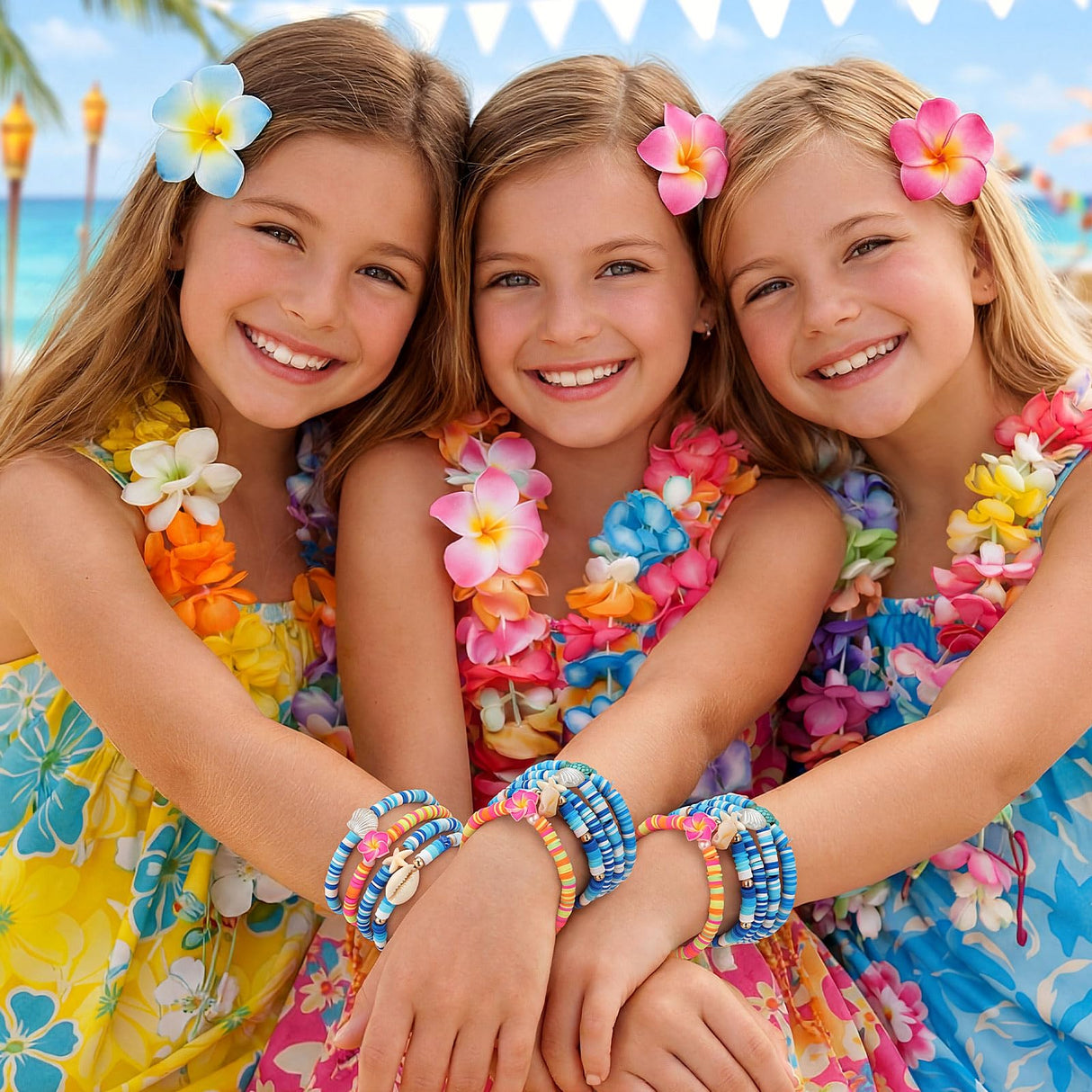 Whimsibelle 32 Pcs Hawaiian Friendship Bracelets Beach Pool Party Favor