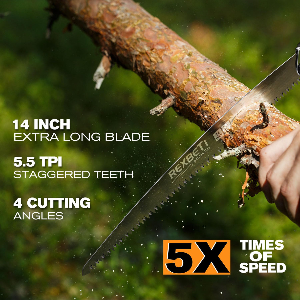 REXBETI 14-Inch Camping Saw, Extra Long Folding Hand Saw for Tree Trimming