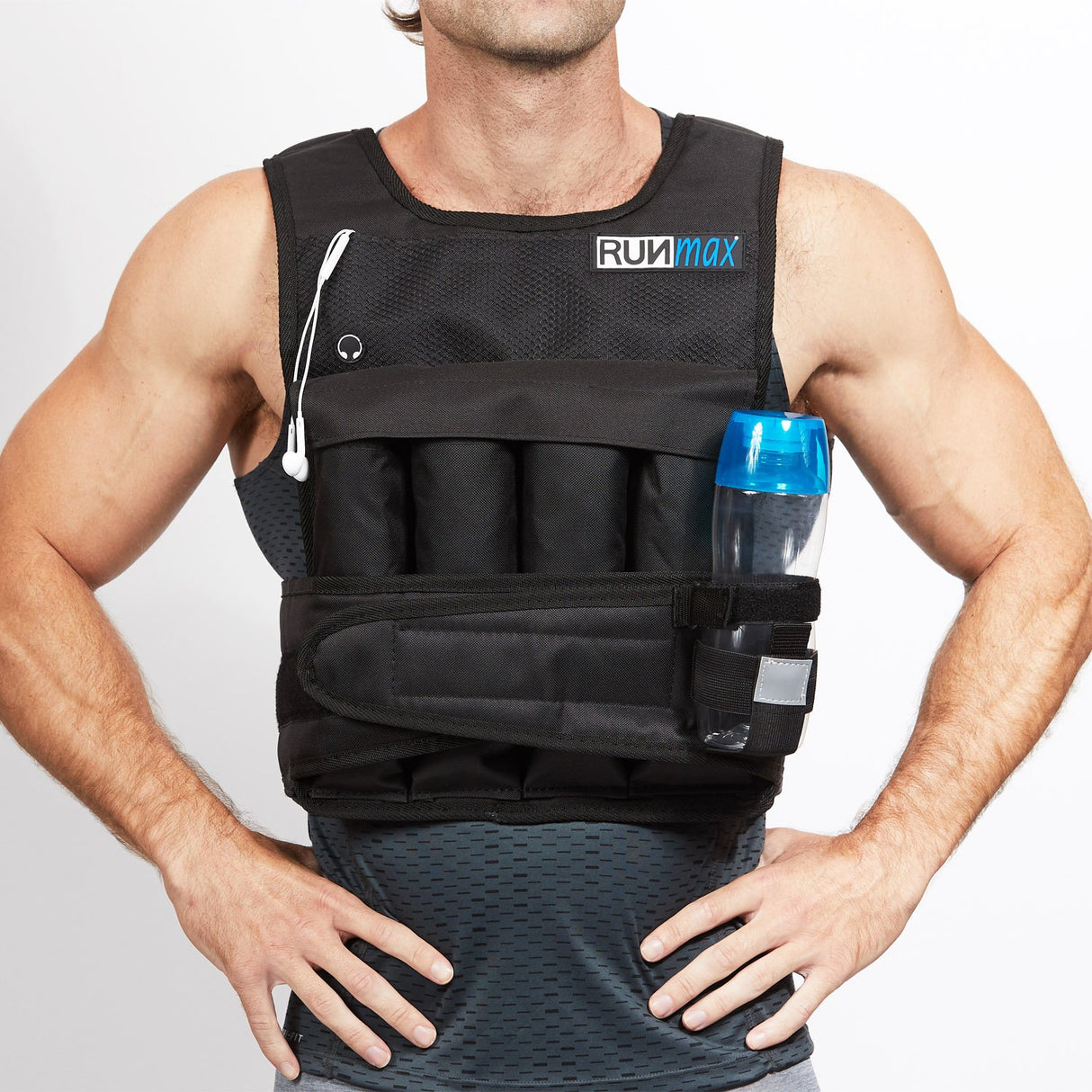 RUNmax Run Fast 12lb-140lb Weighted Vest (with Shoulder Pads, 20lb)