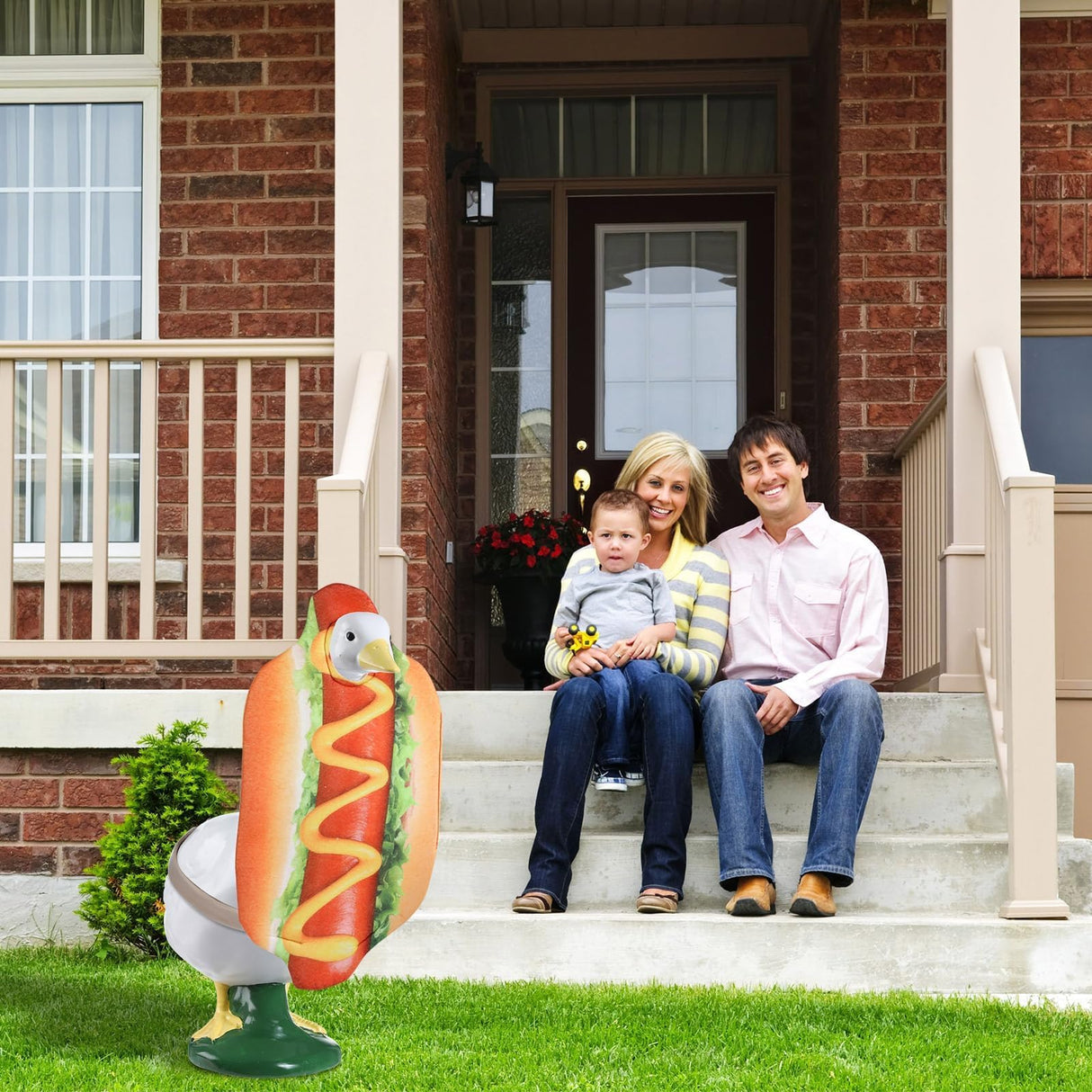 gisgfim Hot Dog Goose Outfits Porch Lawn Goose Clothes Hot Dog Costume 23 Inch High Statue Outfit for Cement Plastic Porch Geese Lawn Garden Yard Patio Outdoor Statue Art Decorations
