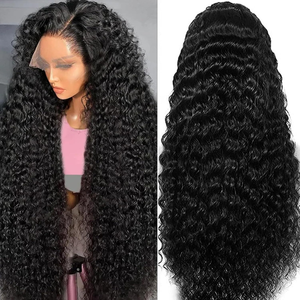 30 Inch Deep Wave Lace Front Wig Human Hair 13x6 HD Pre Plucked 200% Density Deep Curly Lace Frontal Wig for Women