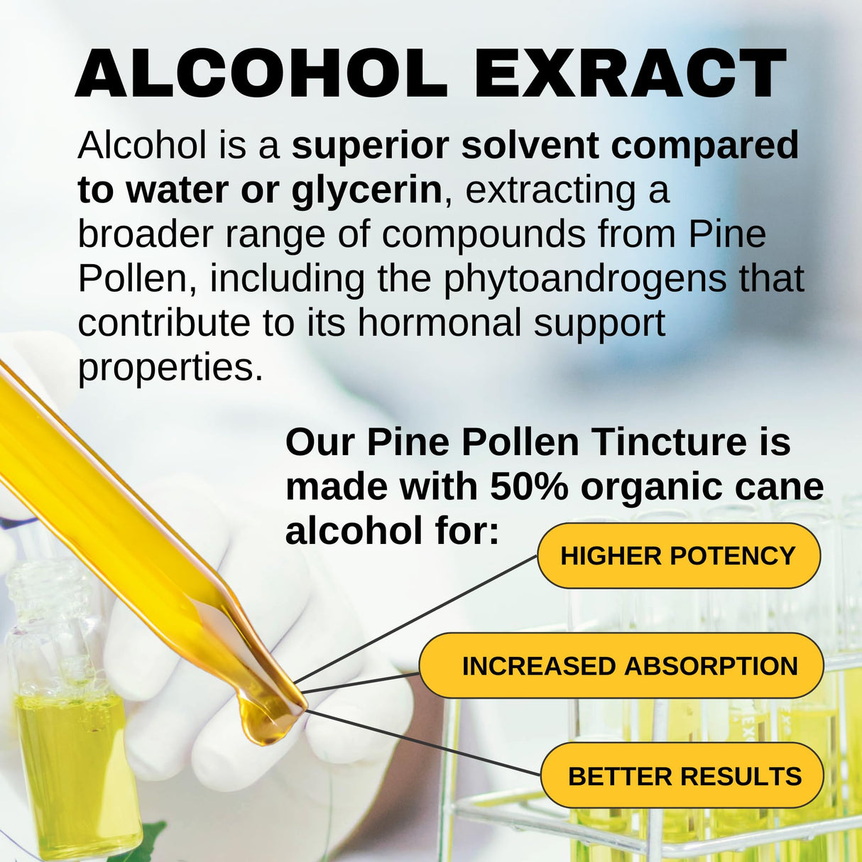 Lost Empire Herbs Pine Pollen Tincture Pine Pollen Liquid Extract for Testosterone - Alcohol Tincture is Superior for Better Absorption, 3rd Party Lab Tested (2 Ounce)
