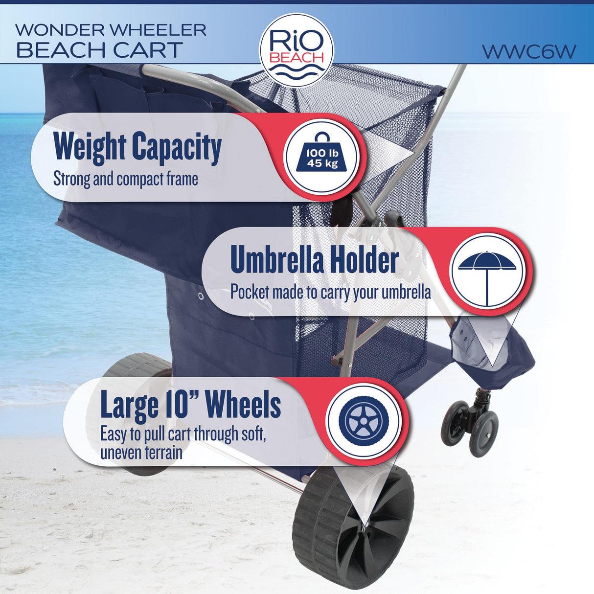 Rio Beach Wonder Wheeler Wide Beach Cart