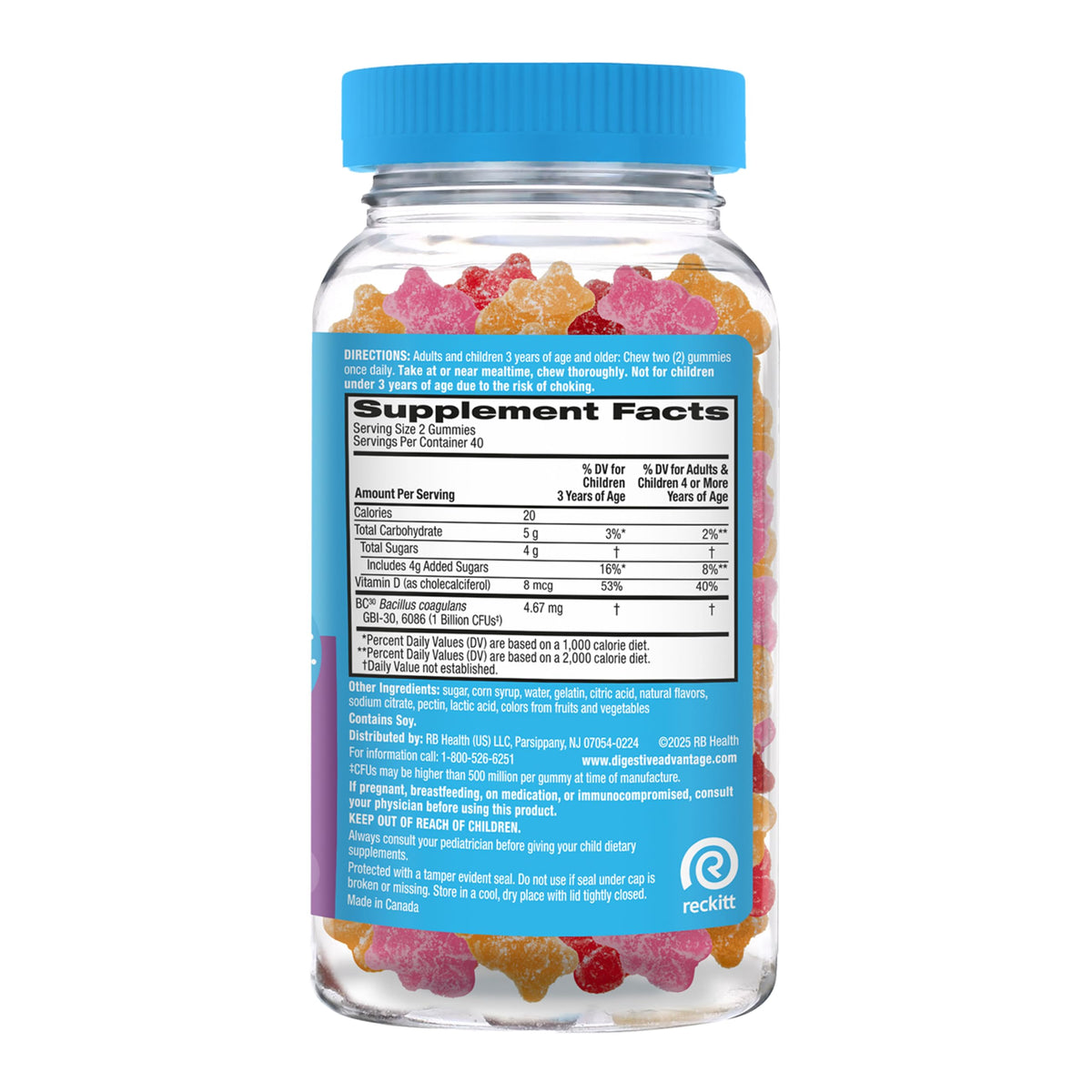 Digestive Advantage Daily Probiotic, Natural Fruit Flavor - 80ct Gummies