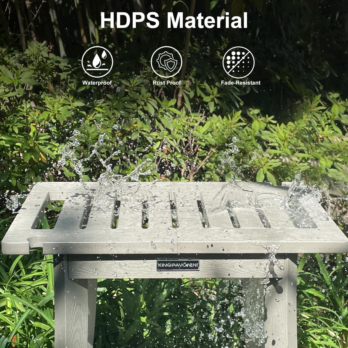 KingPavonini HDPS Shower Benches for Inside Shower to Sit on, Waterproof Shower Stool for Shaving Legs, Heavy Duty 400LBS Shower Seat with Storage Shelf, Shower Chair for Bathroom/Indoor/Outdoor Use