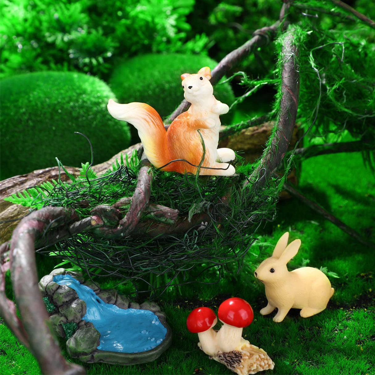 Roowest 19 Pcs Fairy Garden Kit, Miniature Fairy Garden Accessories Outdoor