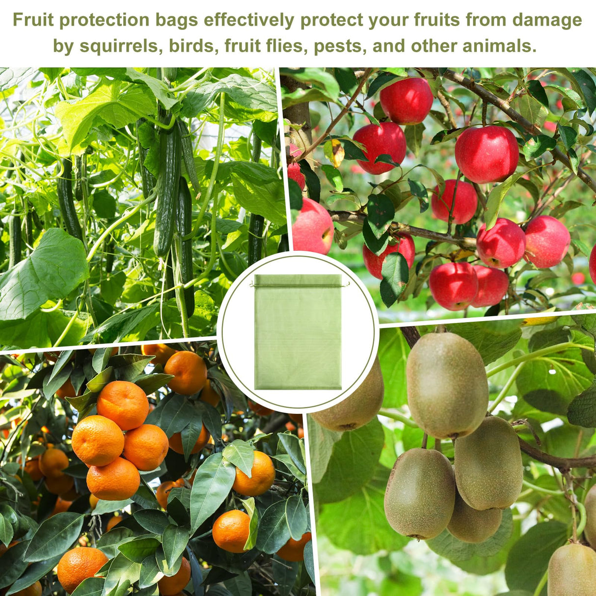 Unves Fruit Protection Bags, 12" x 16" Fruit Tree Netting Mesh Bag, 50 Pcs