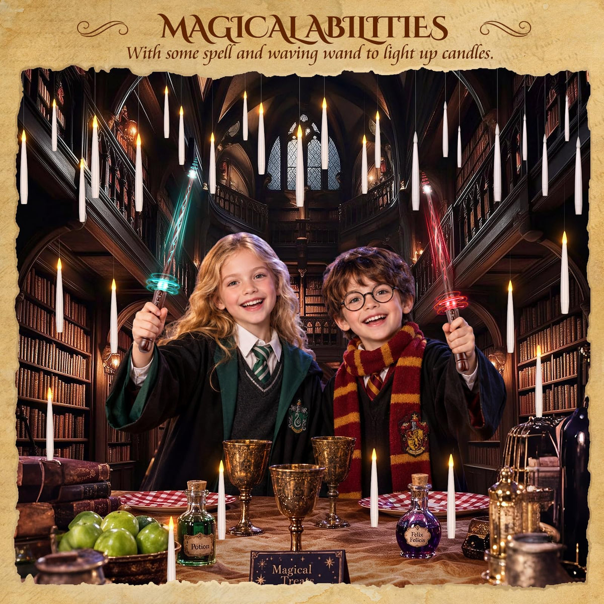 OCATO Upgraded 20Pcs Floating Candles with Wand for Halloween Decorations