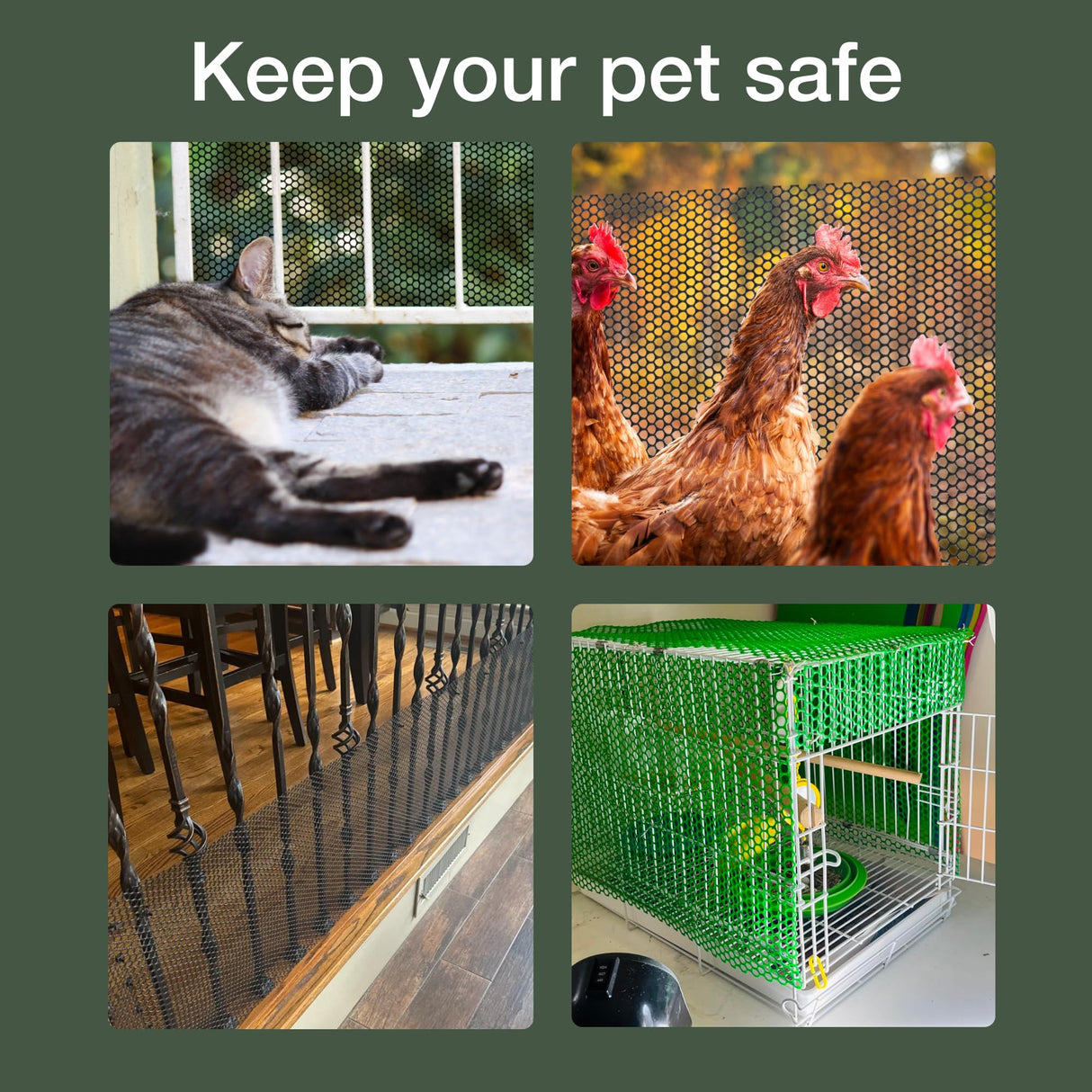 Maporch Plastic Chicken Wire Fencing for Pet Protection - 15.7" x 10ft, Black HDPE Mesh - Garden Fence Animal Barrier for Dogs, Cats and Rabbits (2-Pack)