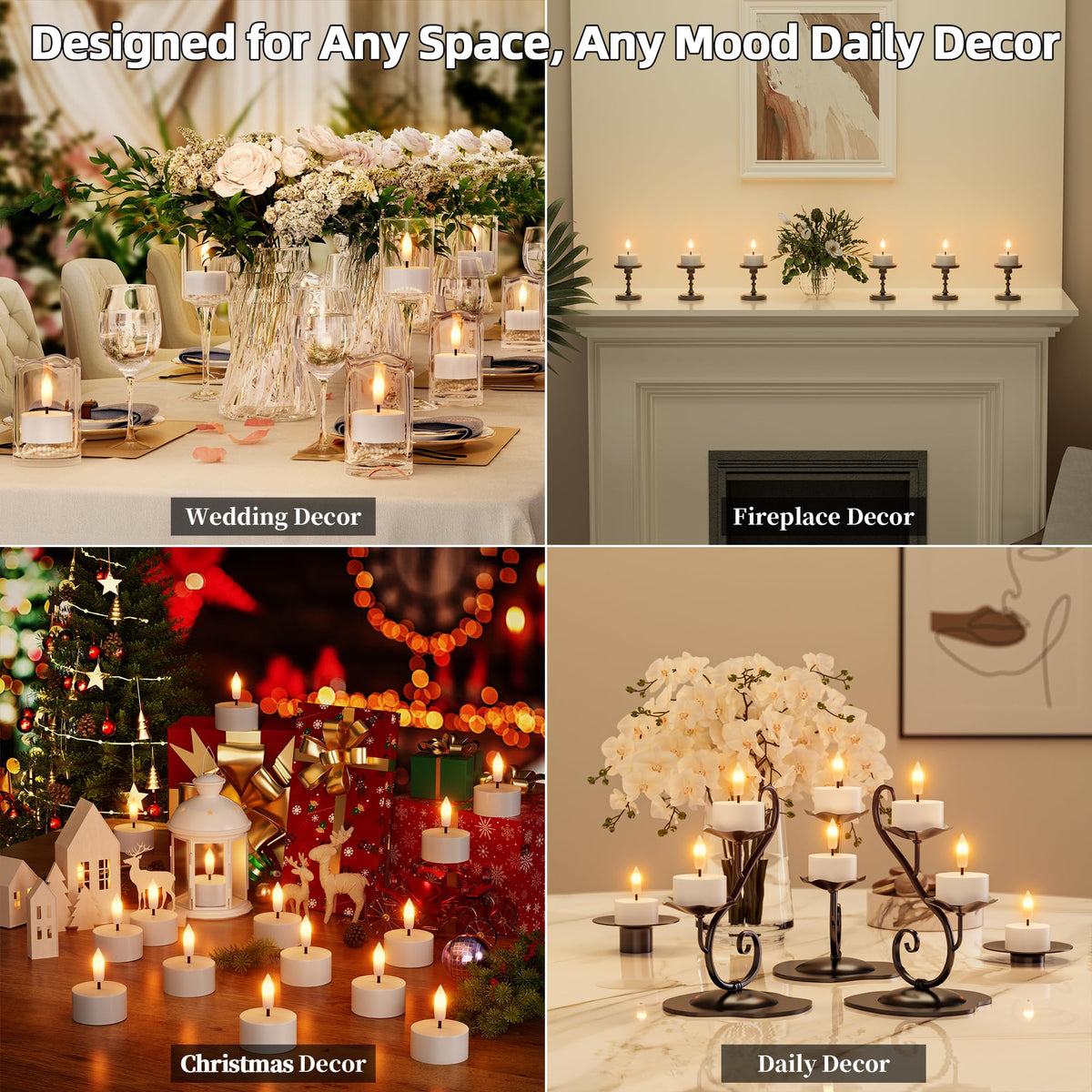 Rechargeable Flameless Tea Lights Candles with Charging Station Remote 6Pcs