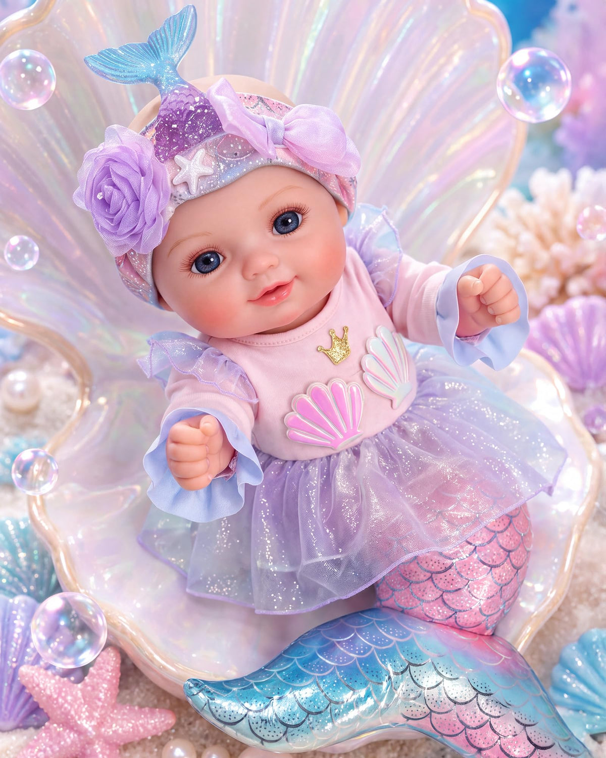 BABESIDE 15 Inch Mermaid Baby Doll Girl with Removable Set and Accessories