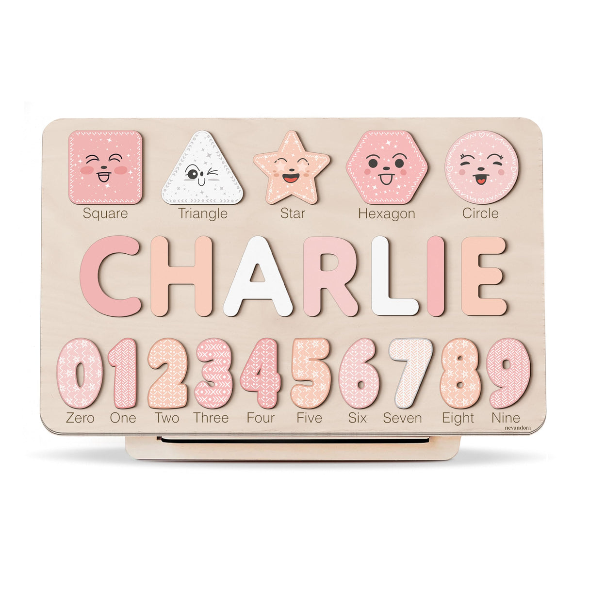 Personalized Name Puzzle with Numbers and Shapes, Name Puzzle for Kids, Custom Birthday Gift for Kids, for Toddlers, Unique New Baby Gift, 1 Year Old Boy and Girl Toys, Wood Toy
