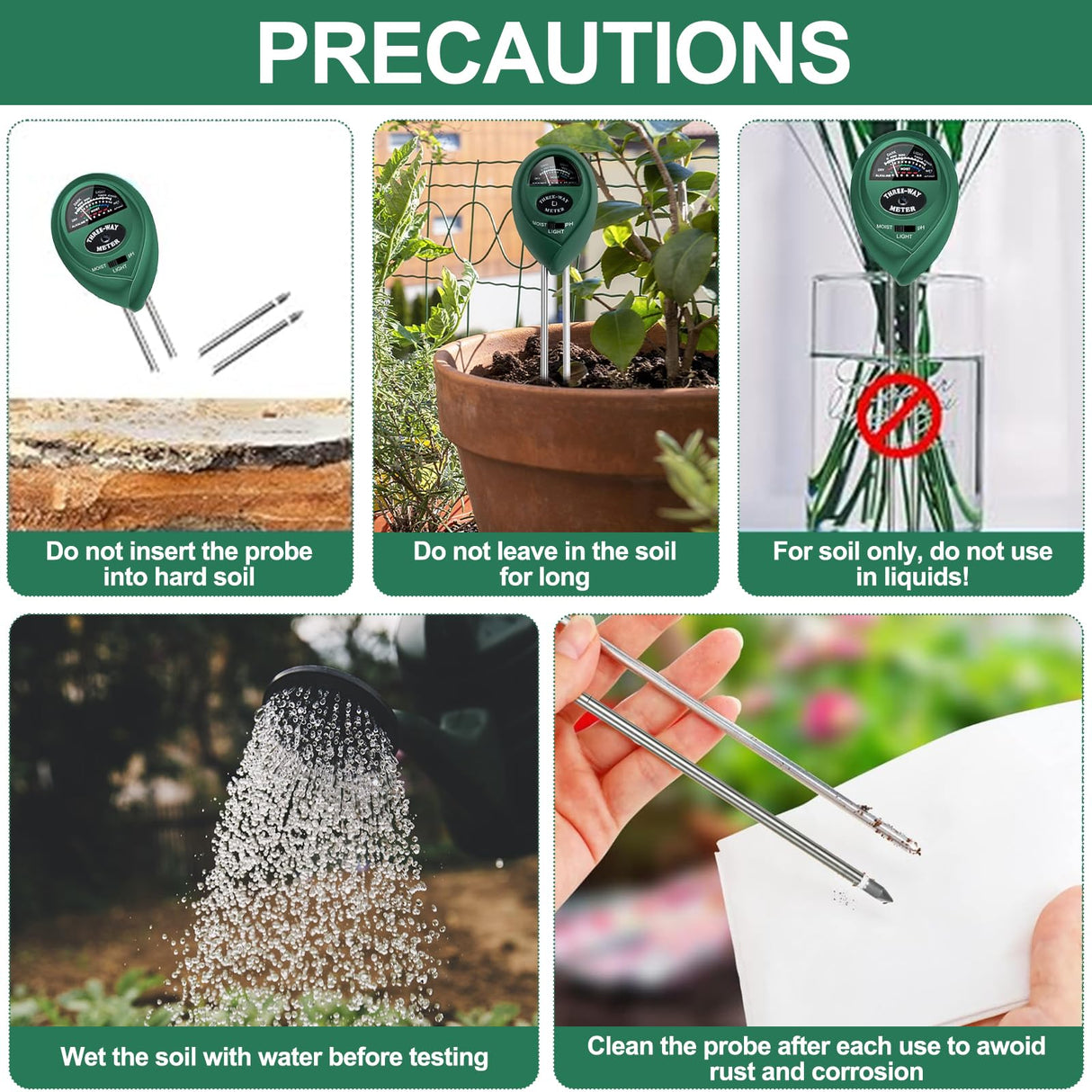Maxsolve 2 Pack Soil Tester, 3-in-1 Plant Moisture Meter Light & PH Tester