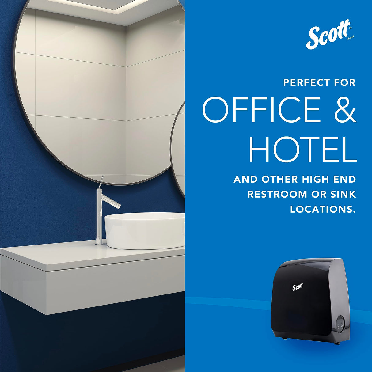 Scott Professional Automatic Hard Roll Paper Towel Dispenser (34348), Black, Wall Mounted, for ScottPro Blue Core Commercial Hand Towels (Qty 1)