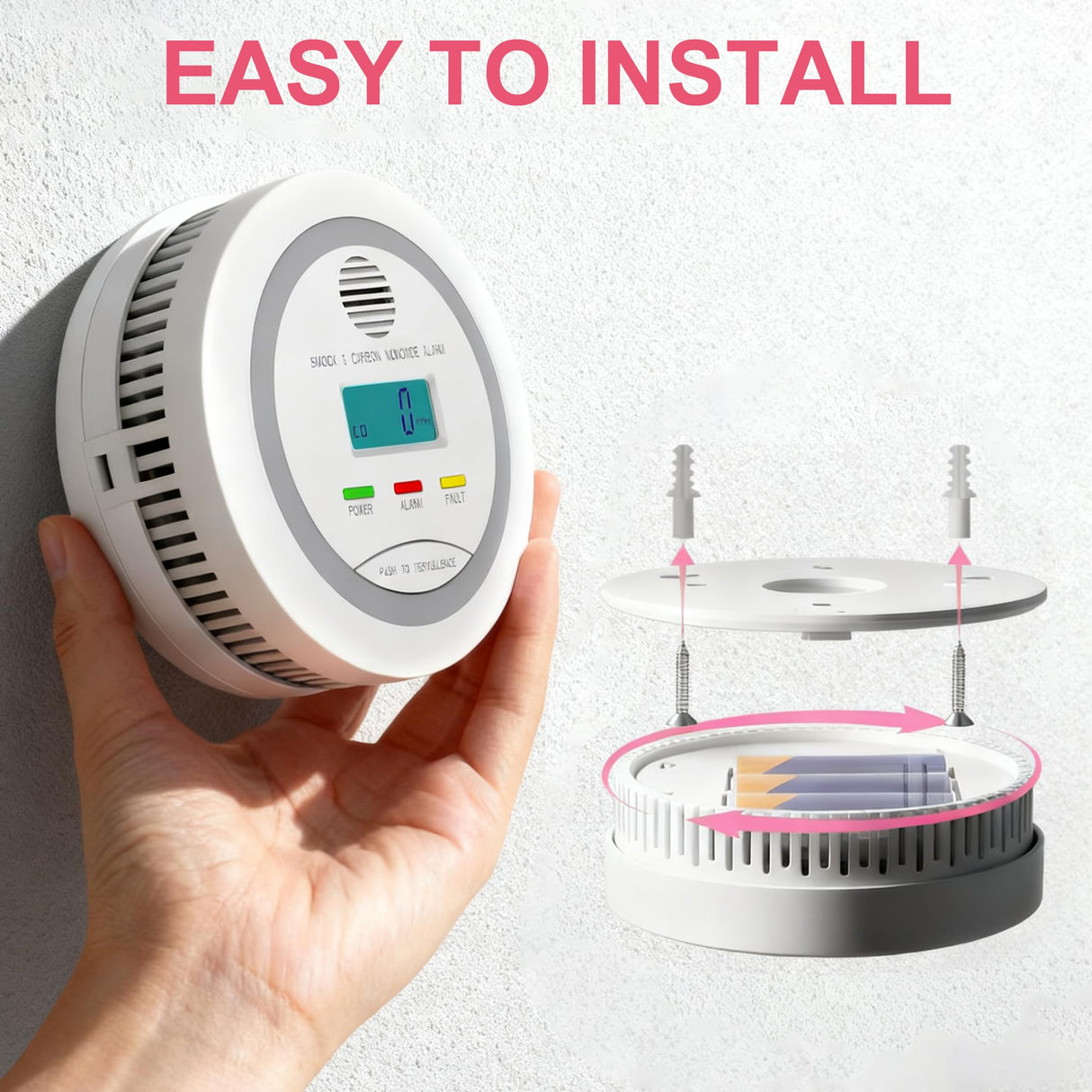 3 Packs Smoke and Carbon Monoxide Detector, 2-in-1 Combo Alarm, Battery Operated Smoke Detector & CO Alarm with LCD Display, Dual Sensor Smoke Alarm &CO Sensor, Easy to Install,85db Sound