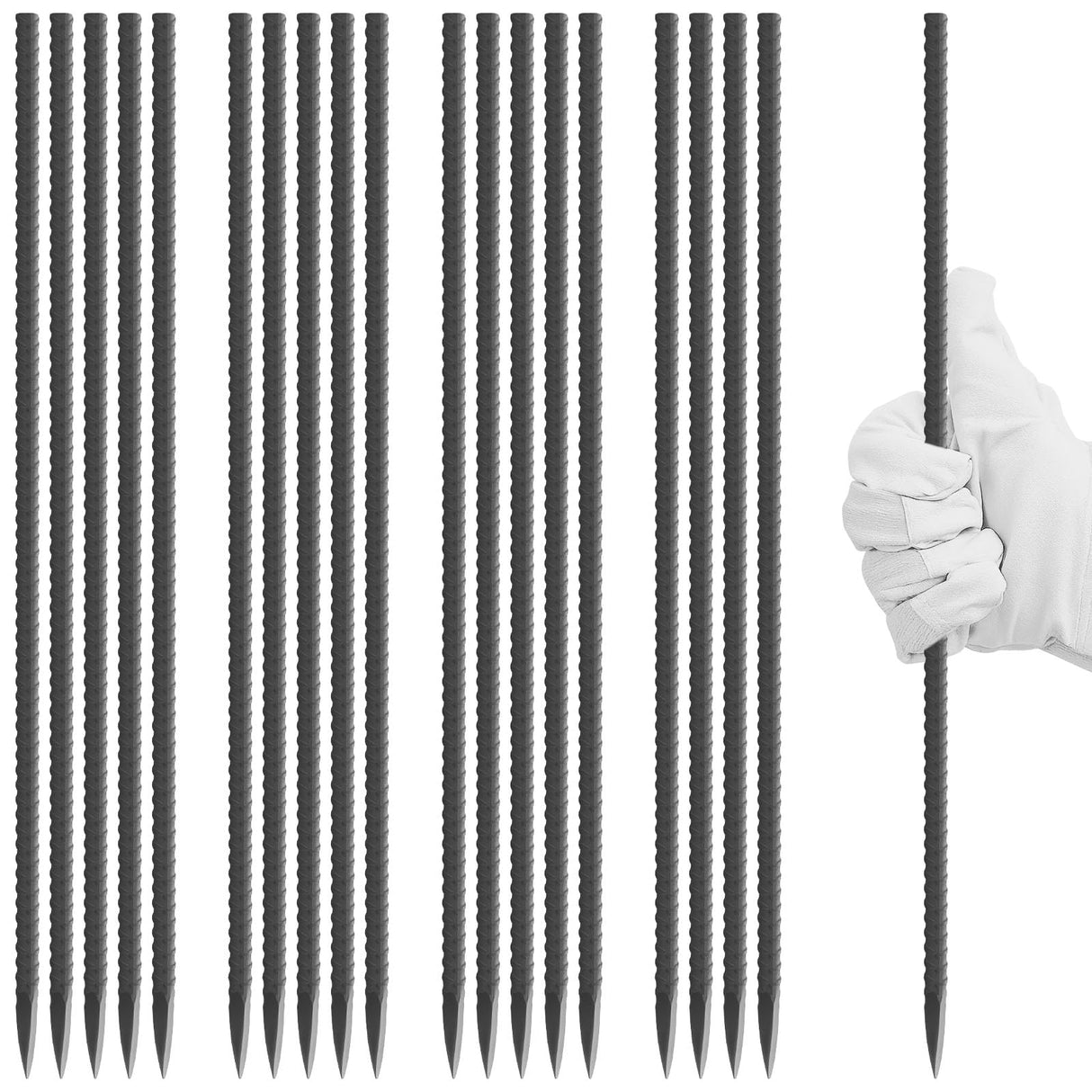 12 Inch Rebar Stakes Heavy Duty, 20 Pack Straight Metal Garden Stakes
