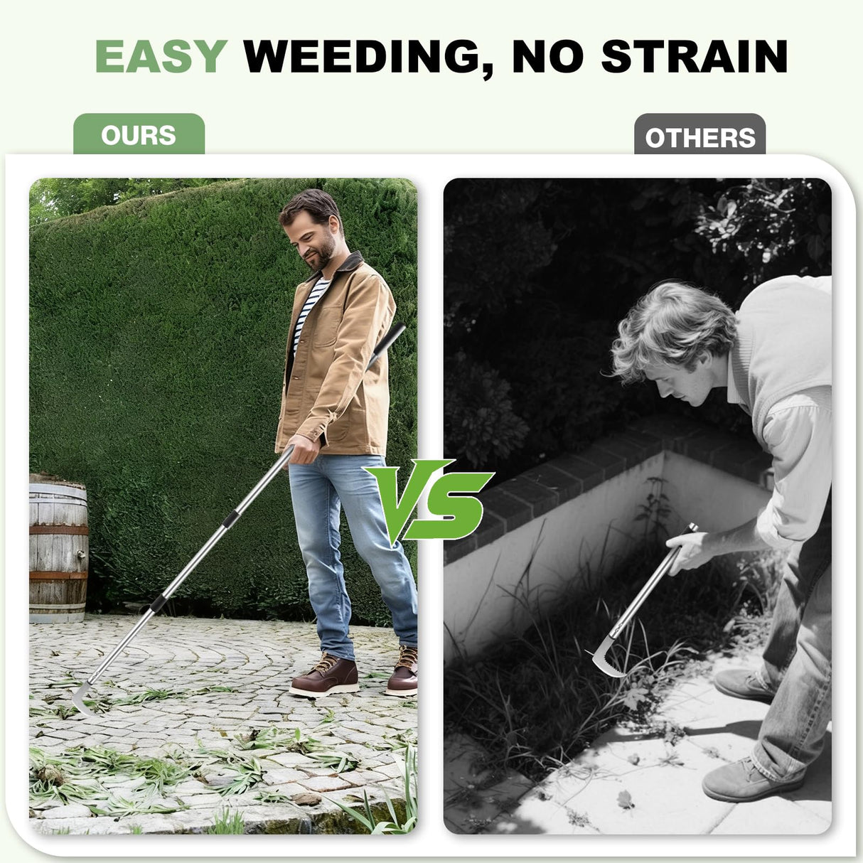 Envanptaz Crack Weeder, 63" L-Shaped Stainless Steel Crevice Weeding Tool
