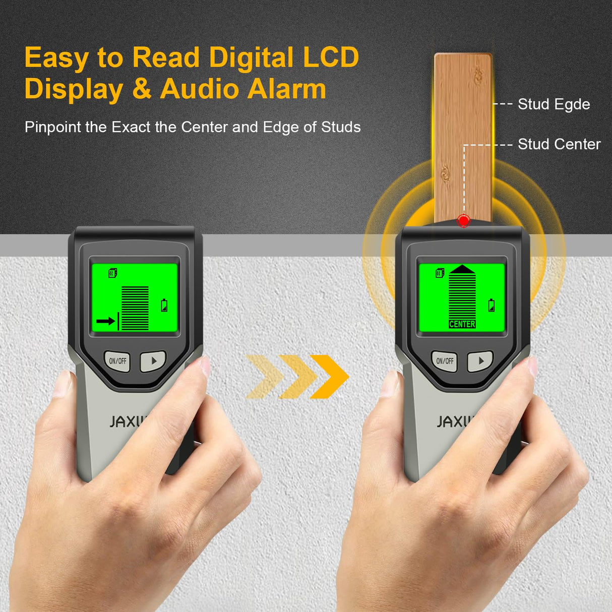 Stud Finder Wall Scanner - 5 in 1 Stud Finder Tool w/Smart Chip and HD LCD Display, Stud Detector Beam Finders for the Center and Edge of Wood AC Wire Metal Studs Joist Pipe (Grayish)