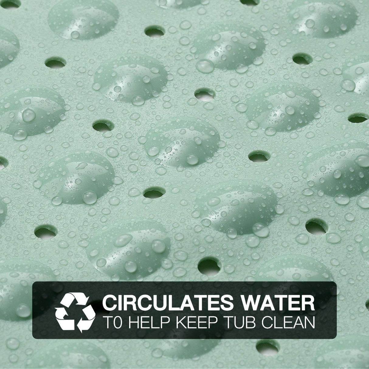 YINENN Bath and Shower Safety Mats 40x16 inch, Non Slip with Suction Cups for Bathroom Stall and Tub Floor, Extra Large and Machine Washable, Drain Holes Keep Bathtub Clean, Light Green