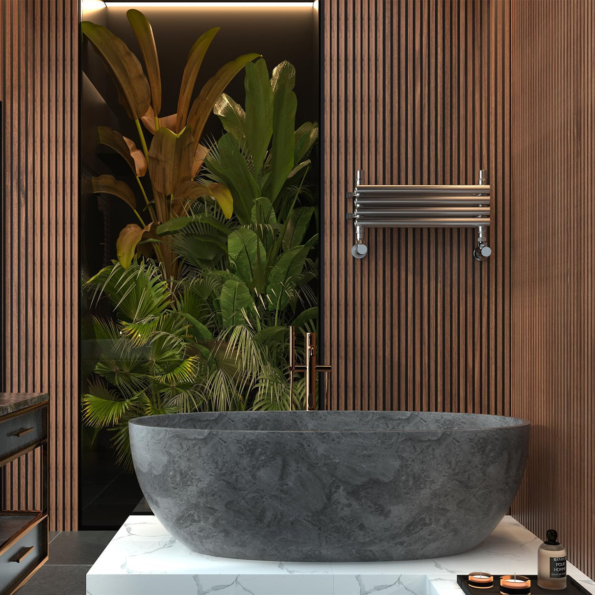 VANCOCO 2Pcs Chrome Angled 1/2"×15mm Towel Rail Valves, Round Head Manual Radiator Valves Compression Connection Pair for Central Heating Modern Bathroom