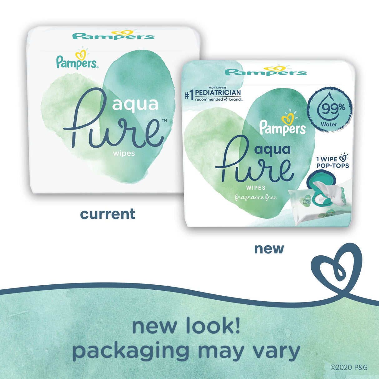 Pampers Baby Wipes Aqua Pure, 99% water-based wipes, Hypoallergenic and Unscented Infant Wipe, 448 Total (8 Flip-Top Packs)