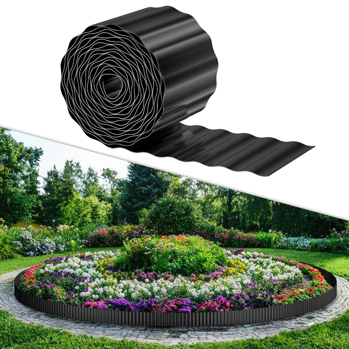 Garden Edging 0.06" Corrugated Metal 6" x 20', Galvanized Steel Border