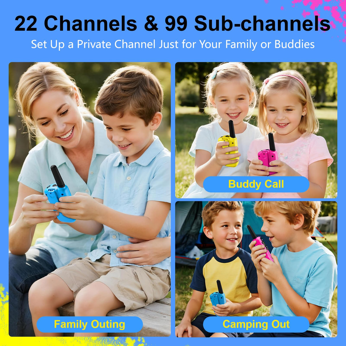 Rechargeable Walkie Talkies for Kids Girls and Boys Toys Age 3 4 5 6 7 8 4-8 5-7 3-5 6-8 8-10 4-5 4-6 Years Old Best Gifts for Christmas Birthday Holiday Stocking Stuffers Presents
