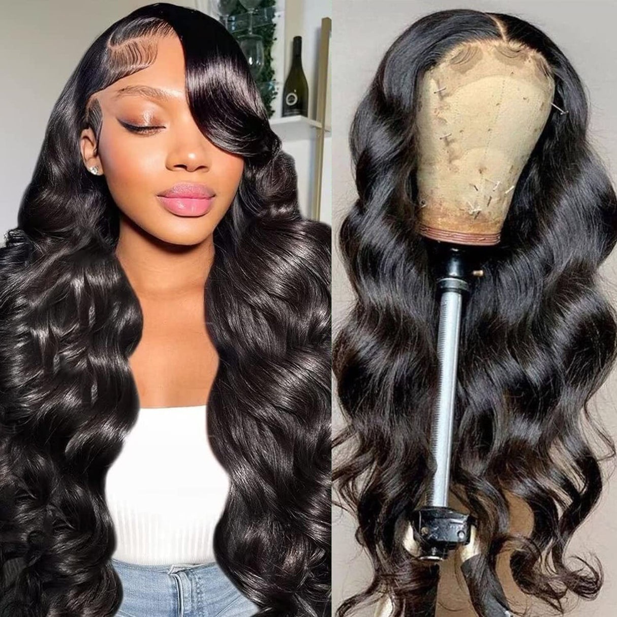 BELIANA 5x5 HD Lace Closure Wigs Human Hair Pre Plucked 5X5 Body Wave Lace Front Wigs Human Hair 180% Density Brazilian Virgin Human Hair Wigs for Black Women Natural Color (Body Wave Wig, 18 Inch)
