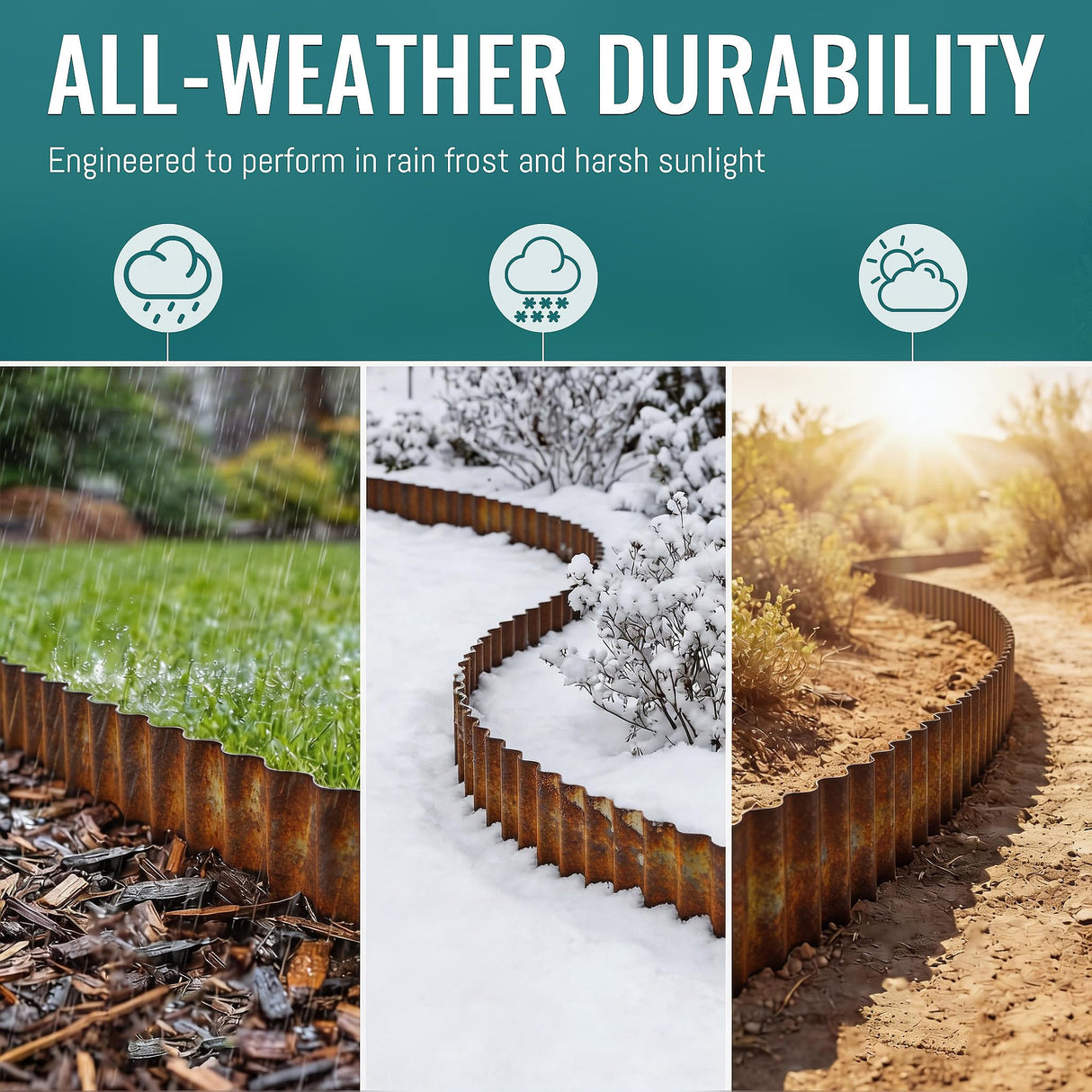 6" x 40FT Rusted Corrugated Metal Landscape Edging