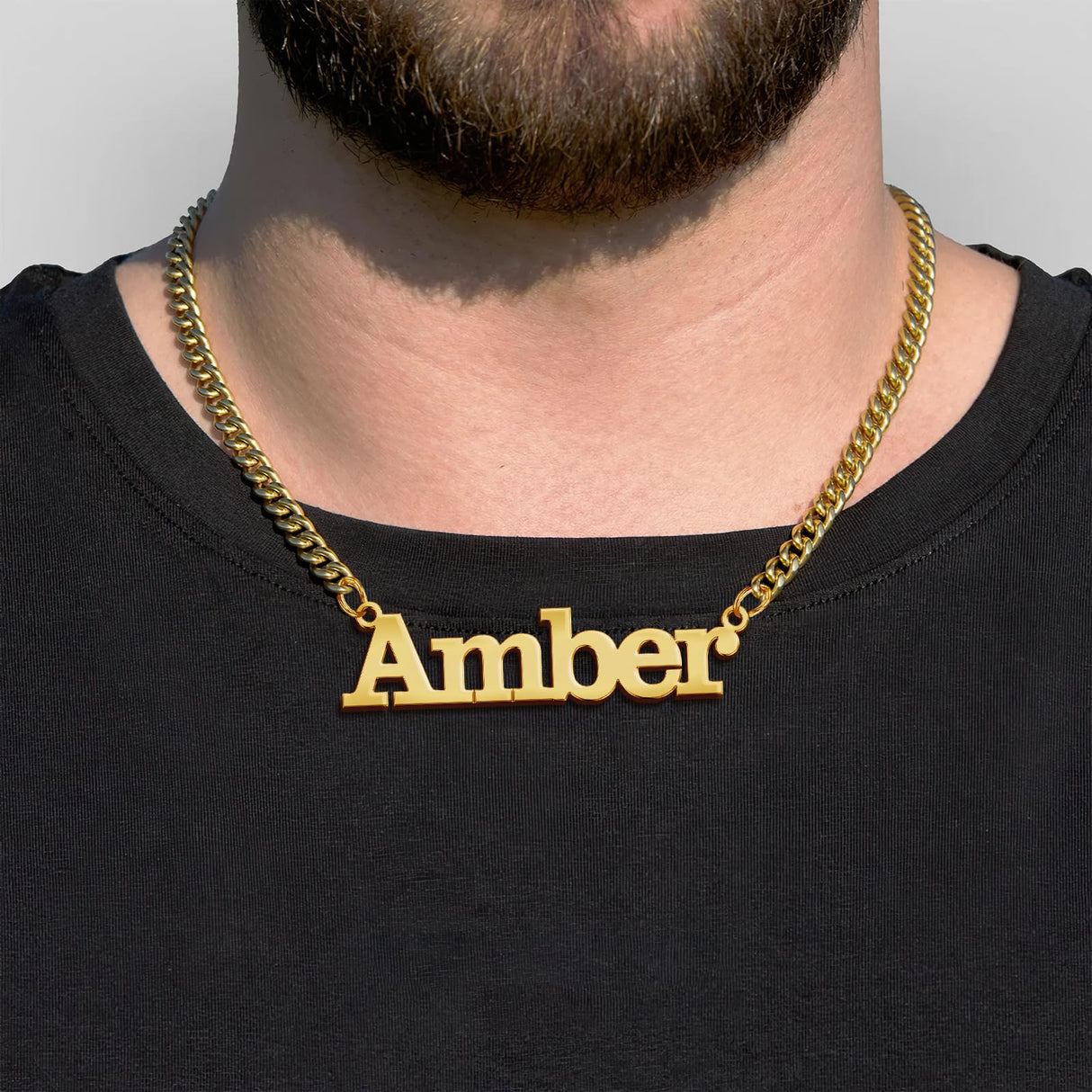 Elemtansy Custom Name Necklace for Men, 18K Gold-Plated Name Necklaces with Curb/Figaro Chain, Personalized Birthday Gifts for Men