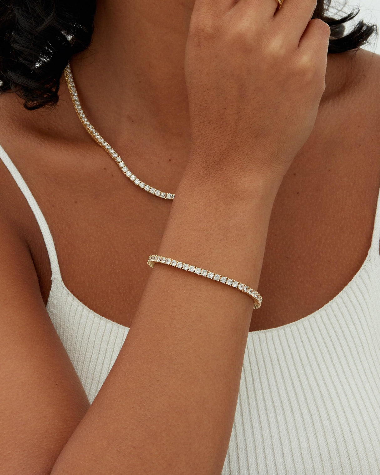 PAVOI Tennis Bracelets for Women - 14K Yellow Gold and Rhodium Plated 3mm Cubic Zirconia Classic Gold Tennis Bracelets for Women and Men - Trendy Mixed Metals CZ Jewelry Gifts - Size 7"