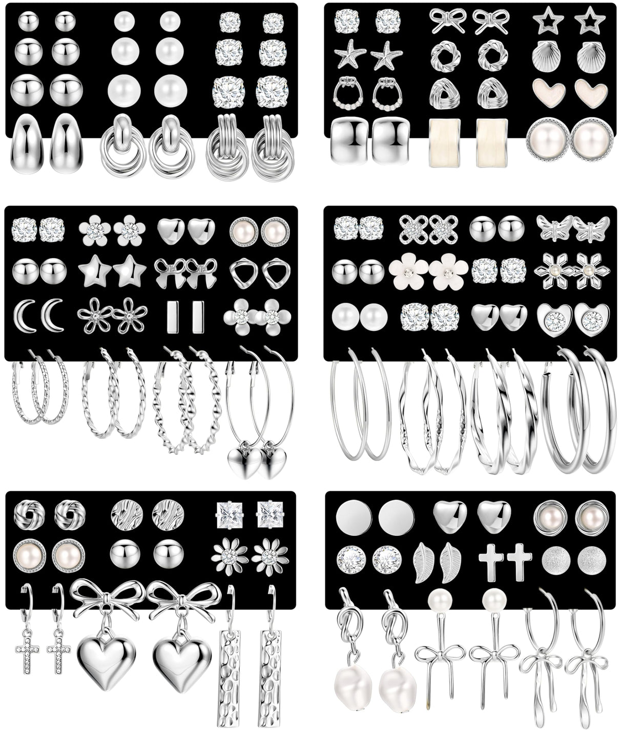 75 Pairs Gold Stud Earrings Set for Women, Trendy Hypoallergenic Pearl Cubic Zirconia Multiple Piercings Earrings Packs, Stud Hoops Earrings for Gift Jewelry