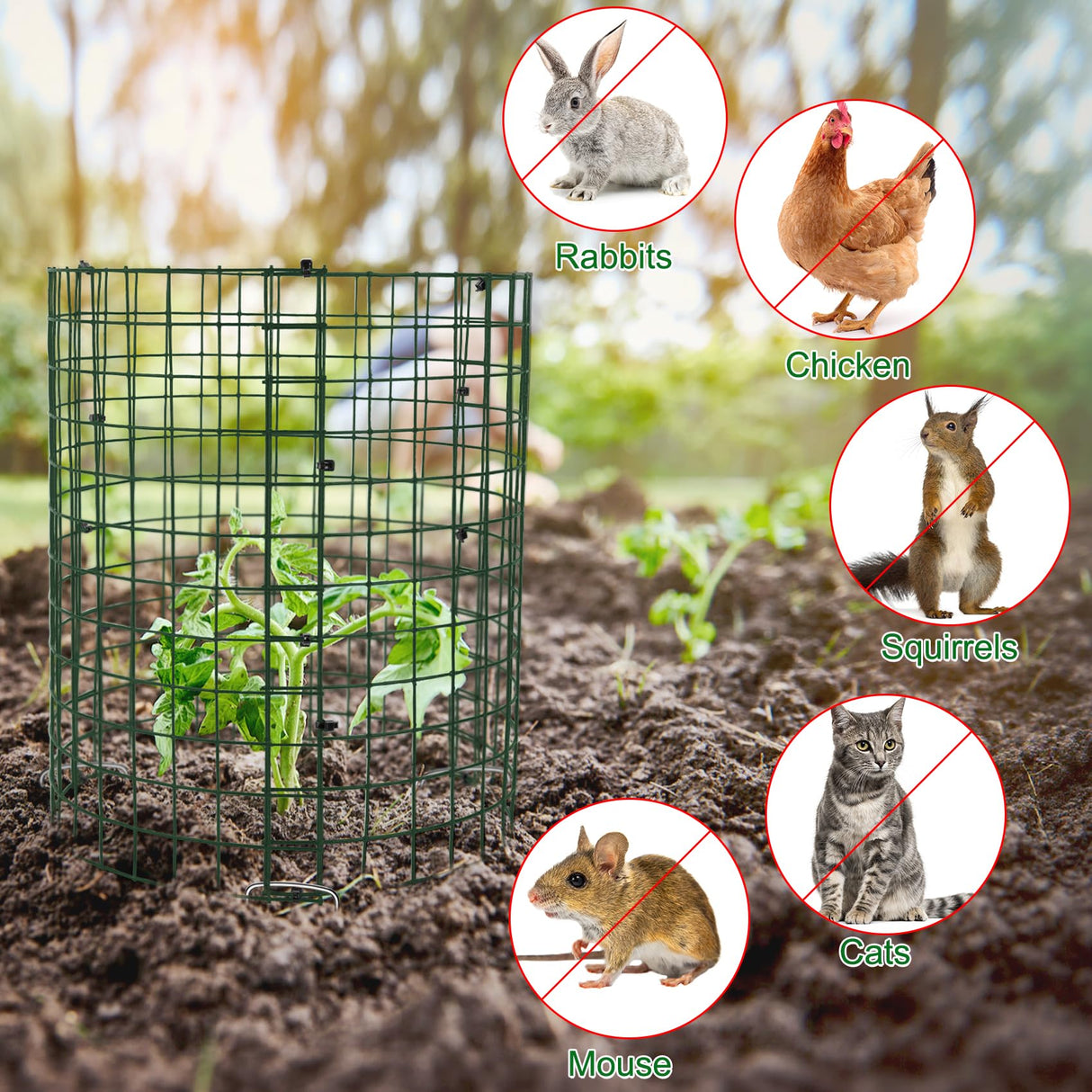 Unves 10 Set Plant Protectors from Animals, 12" x 12" Wire Plant Cages